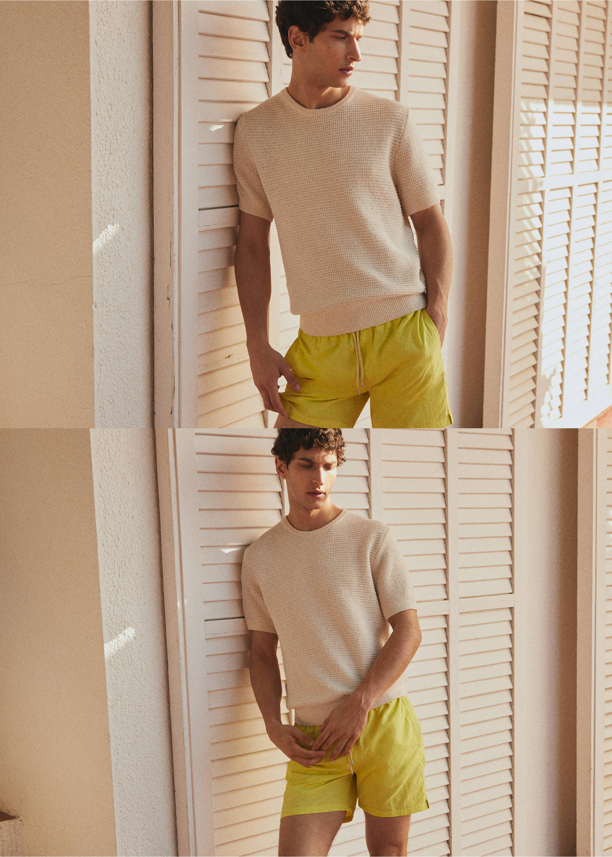 Basic-Badeshorts mit Kordelzug - Detail des Artikels 5, Limette. Ref: 67065979-00.