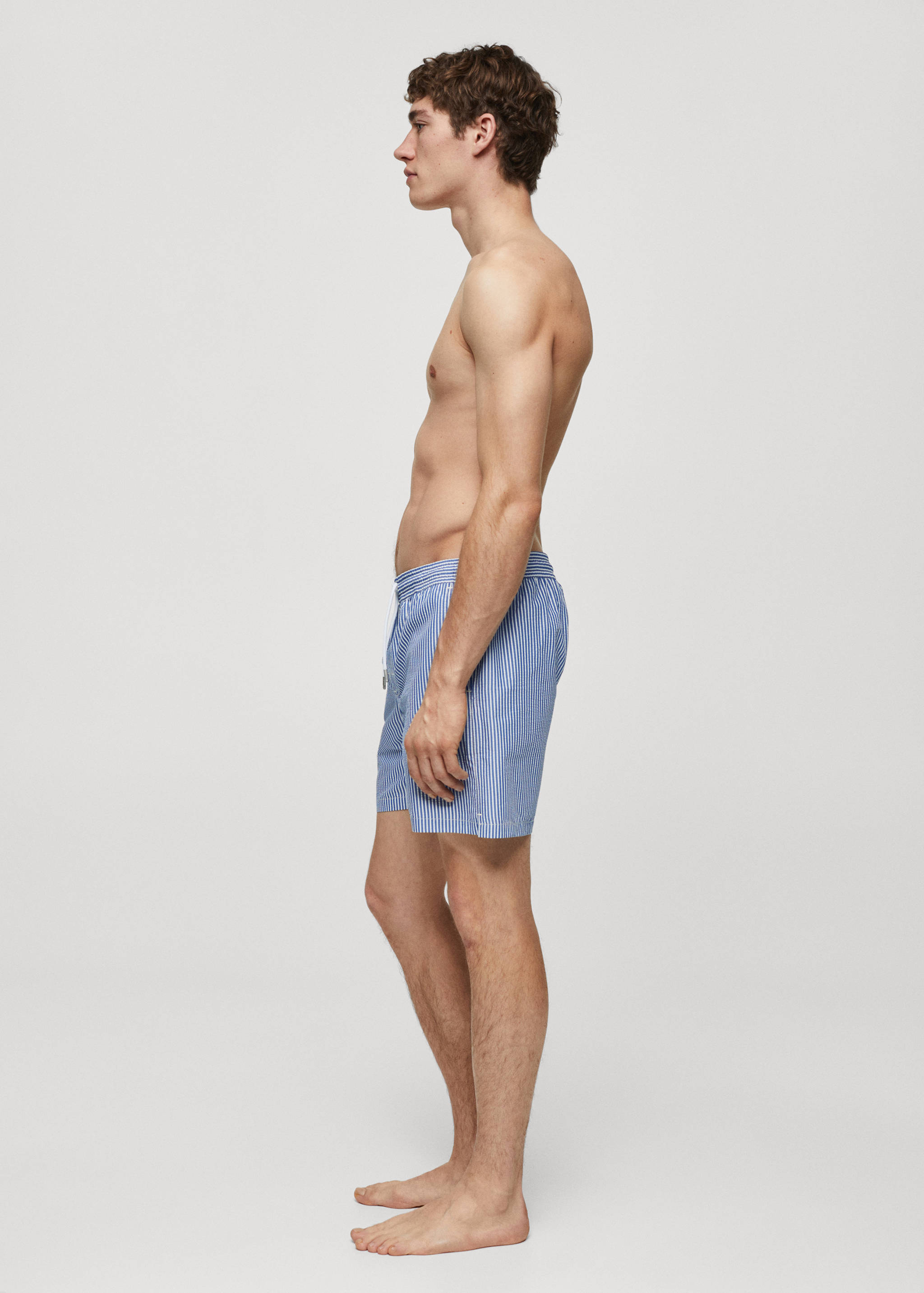 Seersucker striped drawstring swimsuit - Details of the article 2