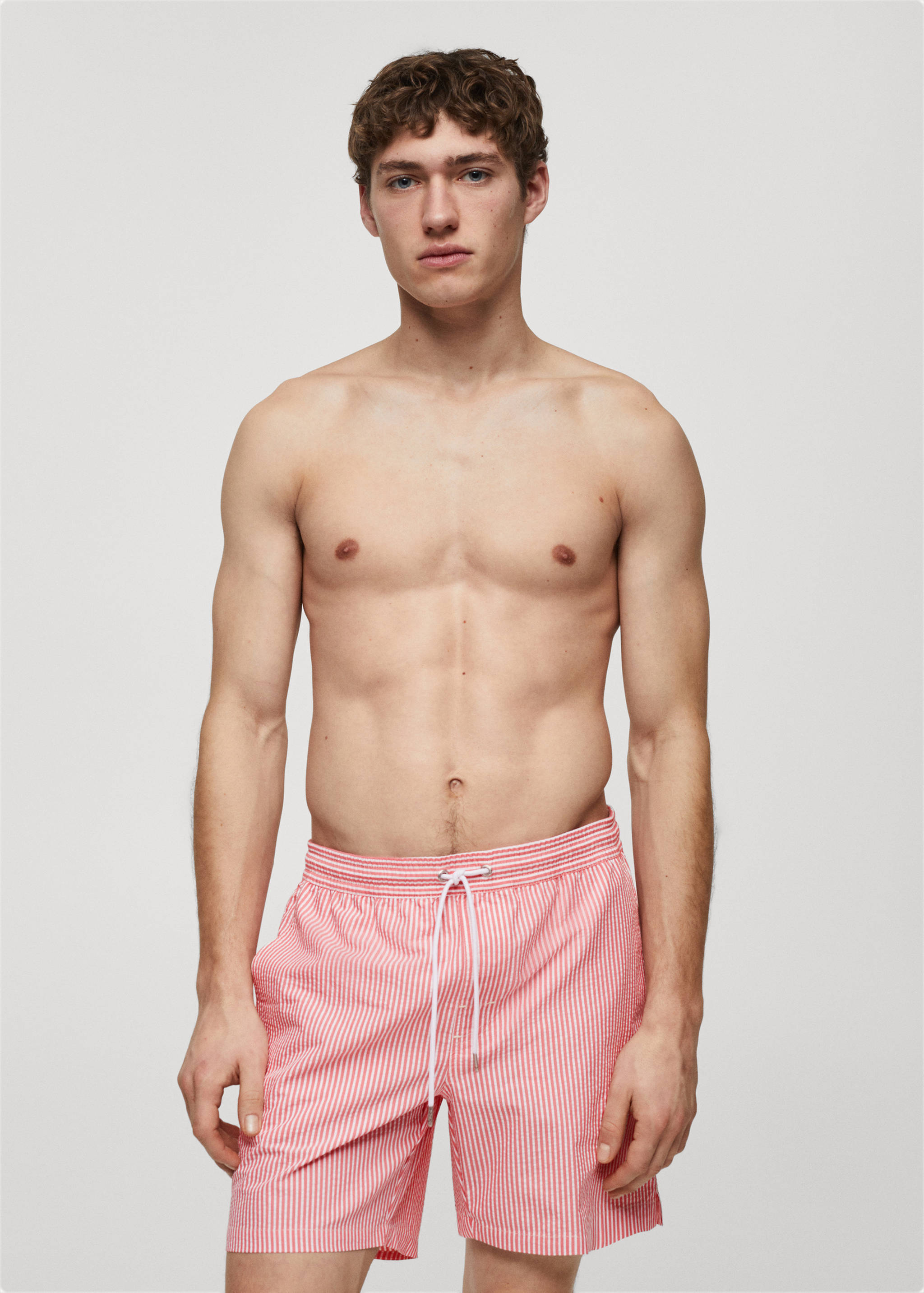 Seersucker striped drawstring swimsuit - Medium plane