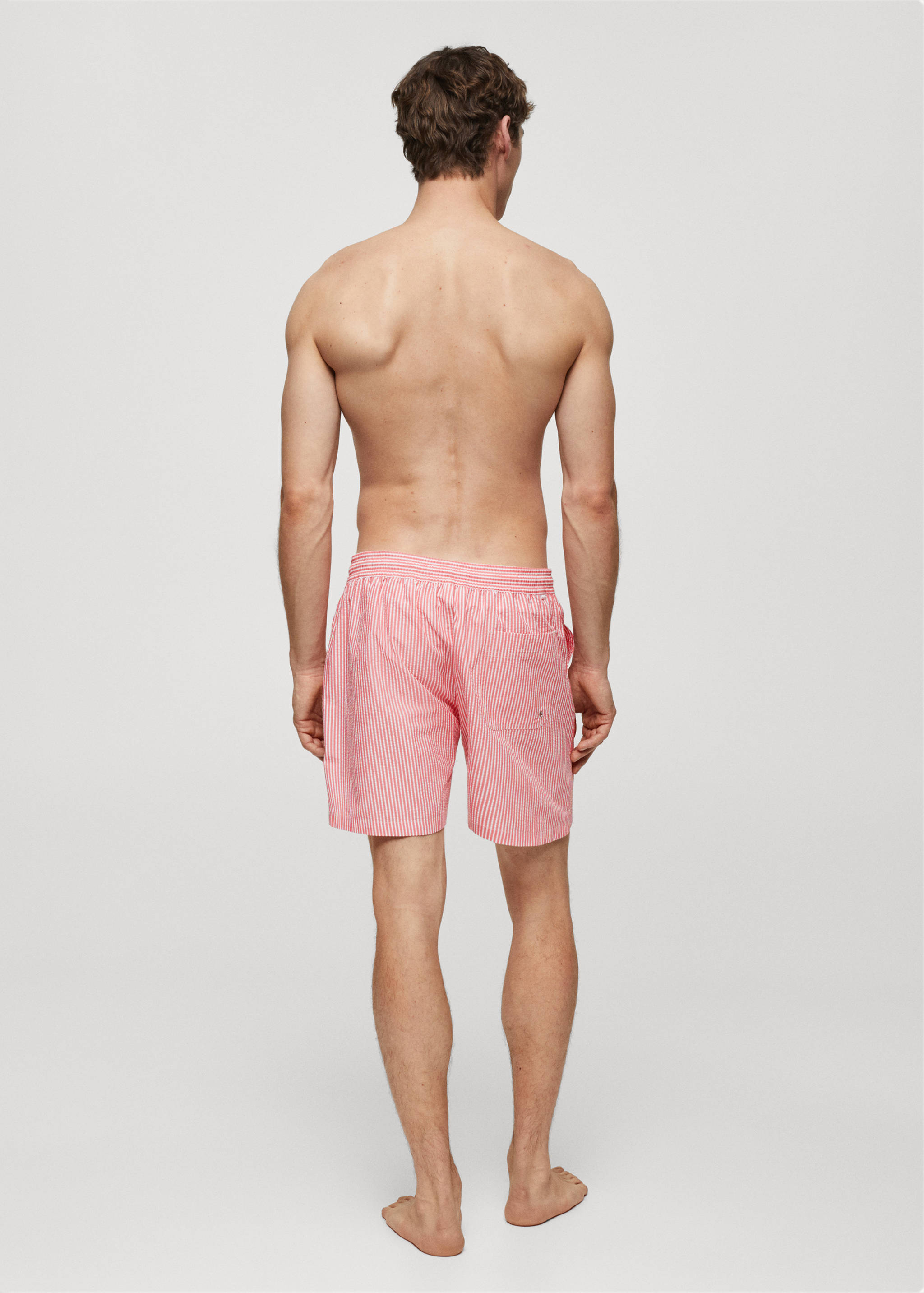 Seersucker striped drawstring swimsuit - Reverse of the article