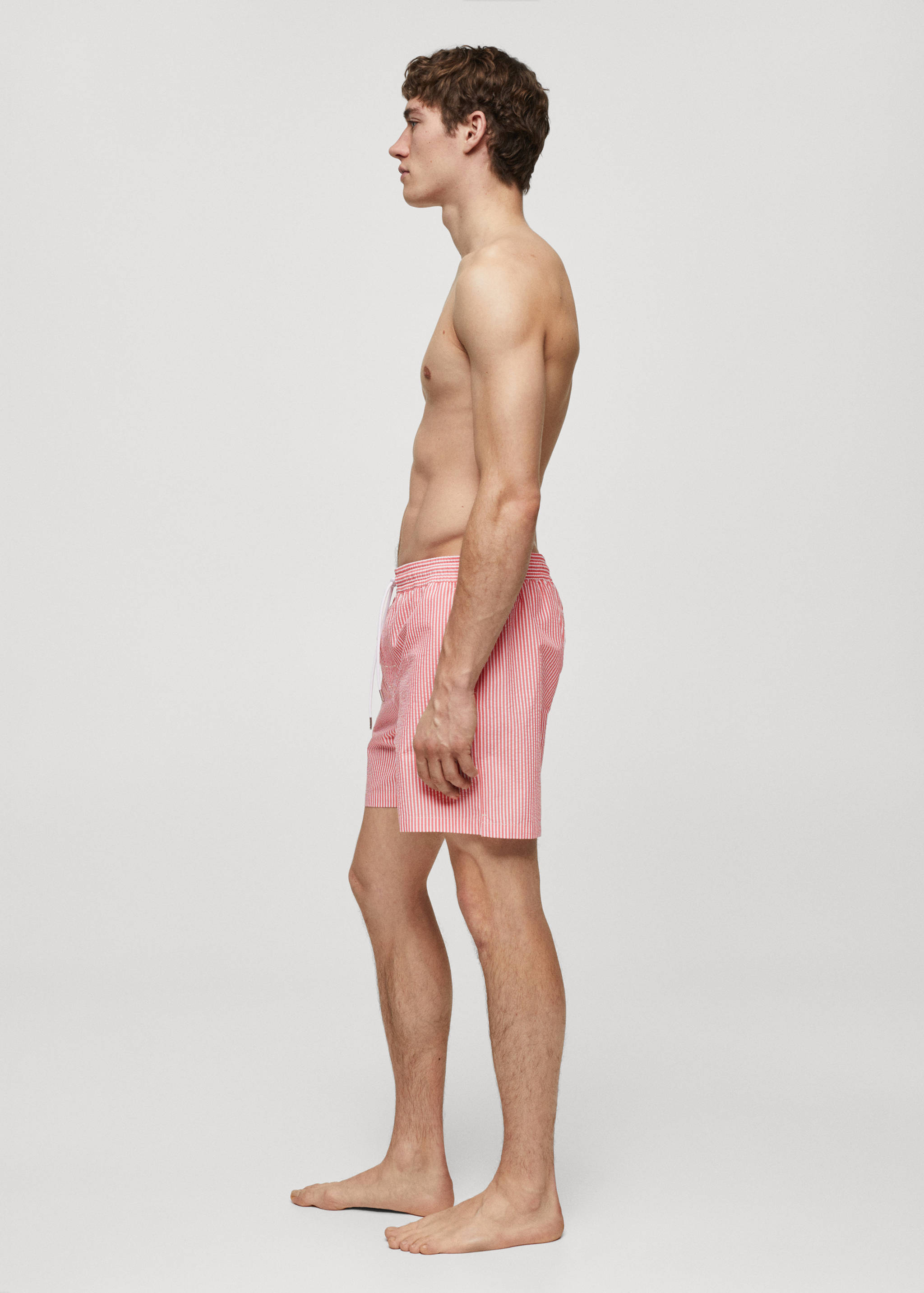 Seersucker striped drawstring swimsuit - Details of the article 2