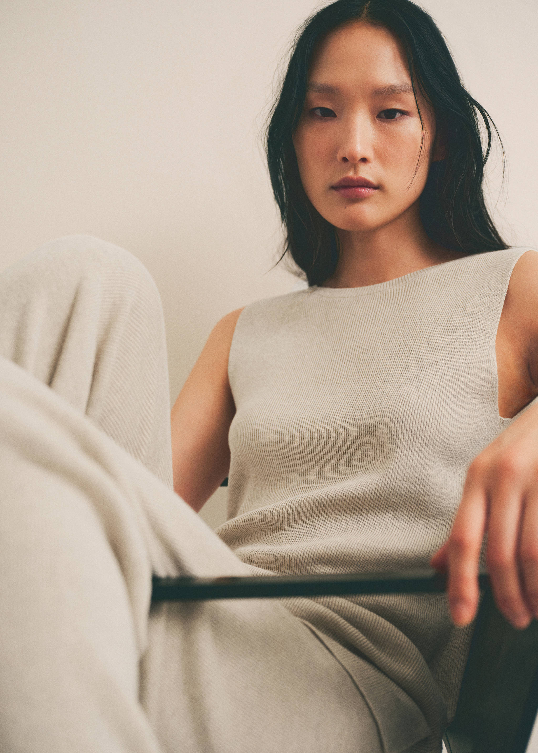 Stricktop aus Baumwolle mit Leinen - Detail des Artikels 6