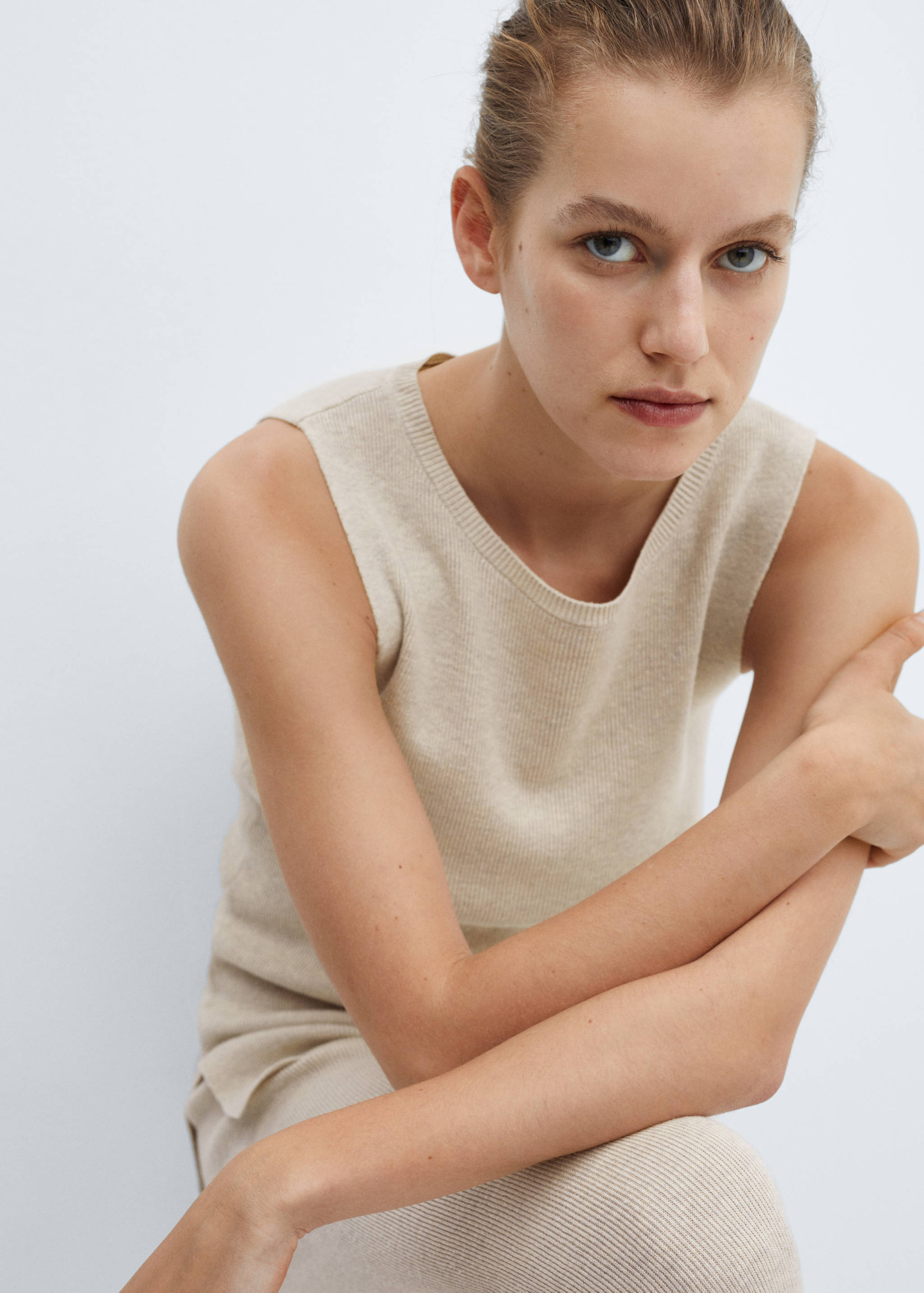 Stricktop aus Baumwolle mit Leinen - Detail des Artikels 2