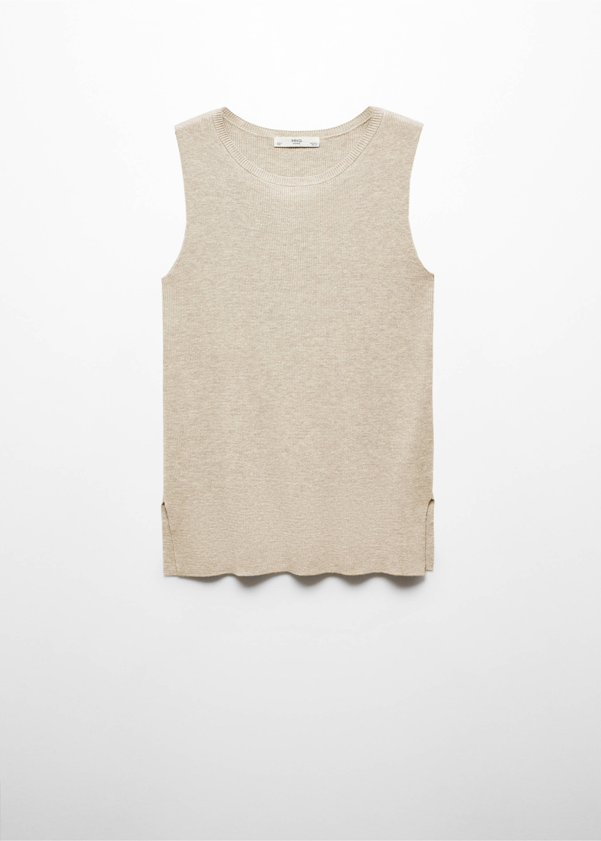 Stricktop aus Baumwolle mit Leinen - Artikel ohne Model, Beige. Ref: 67065990-00.