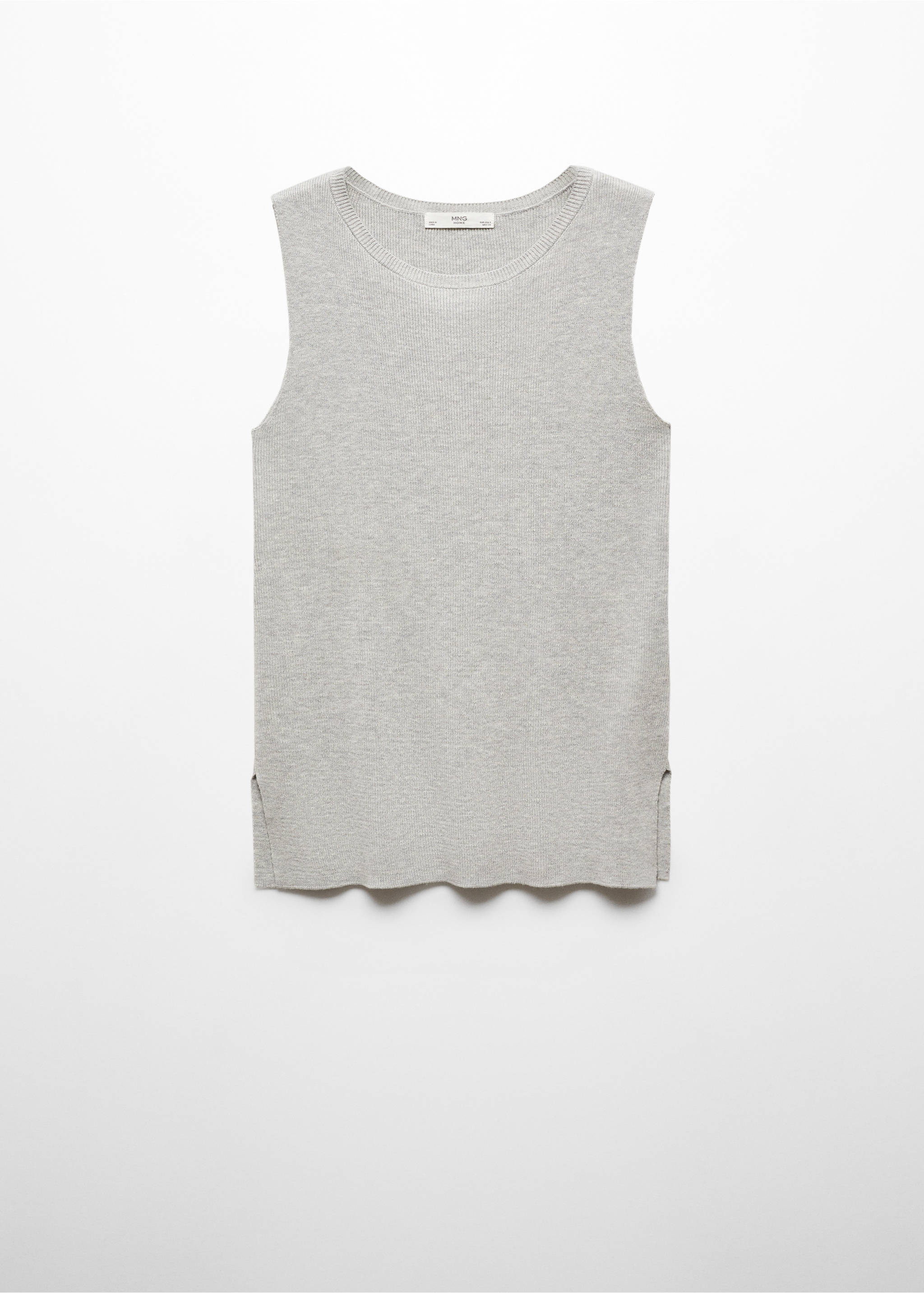 Stickad topp bomull linne - Artikel utan modell, Ljus Heather Grå. Ref: 67065990-00.