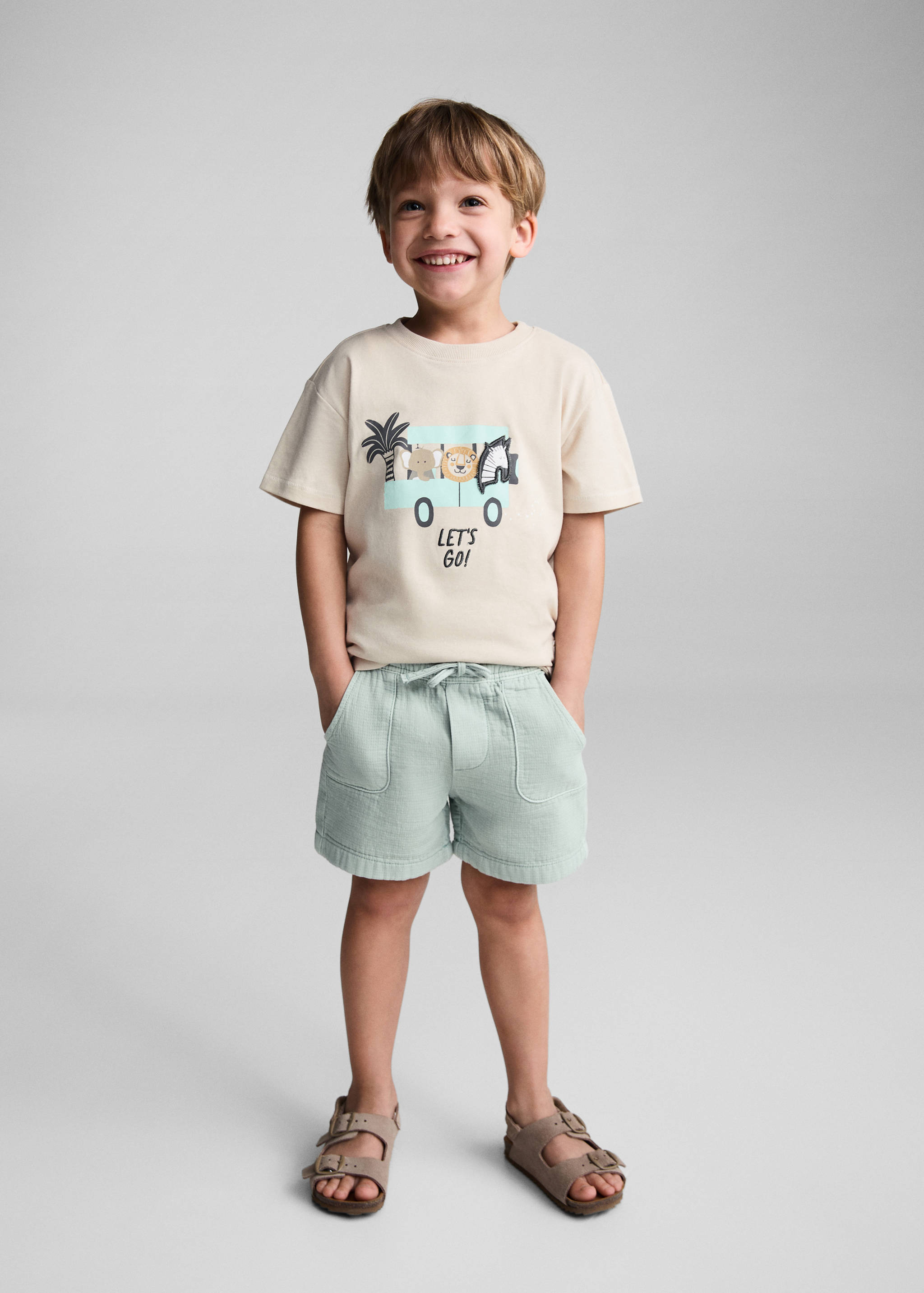 Bermuda coton taille élastique - Plan général