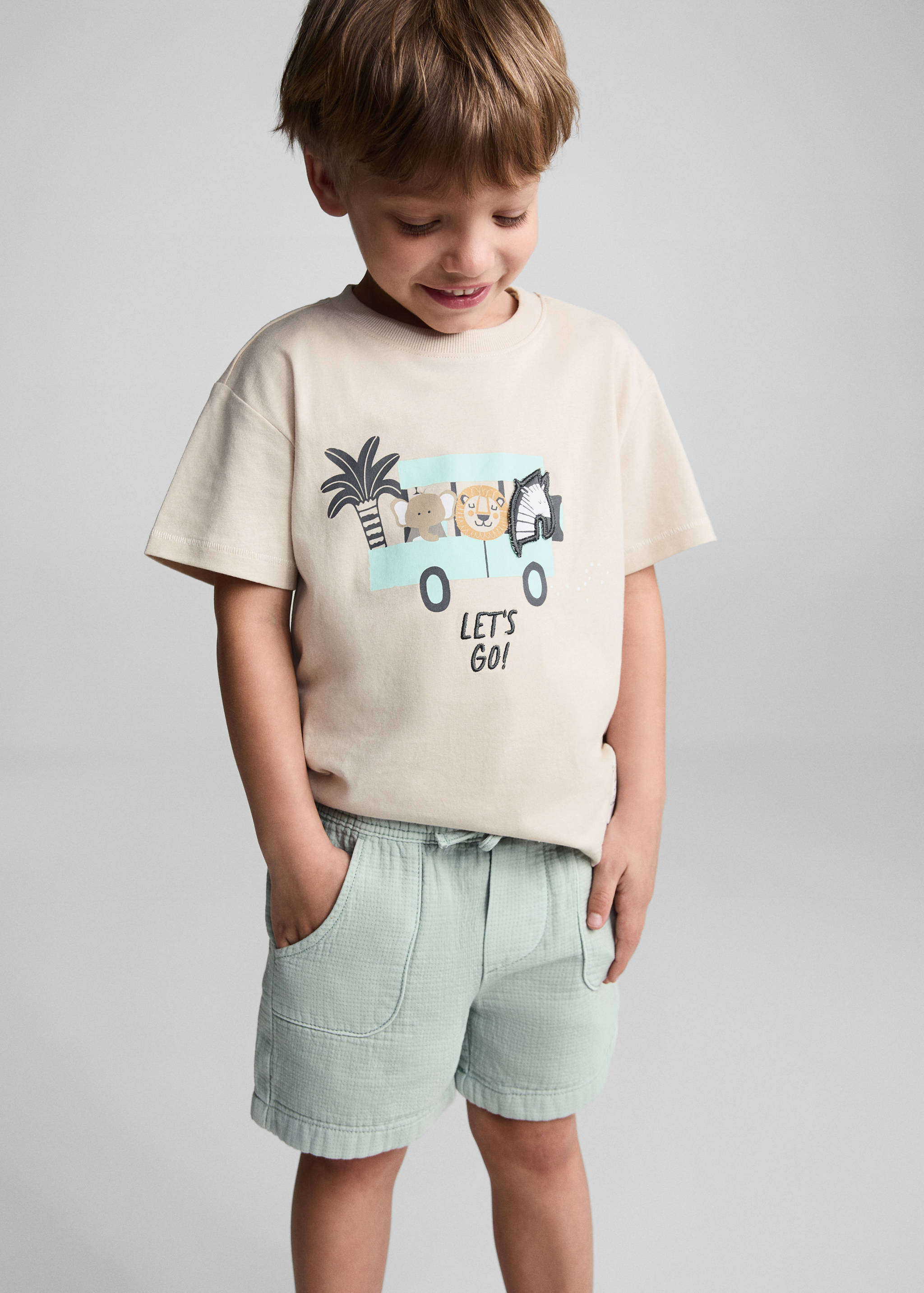 Bermuda coton taille élastique - Plan moyen