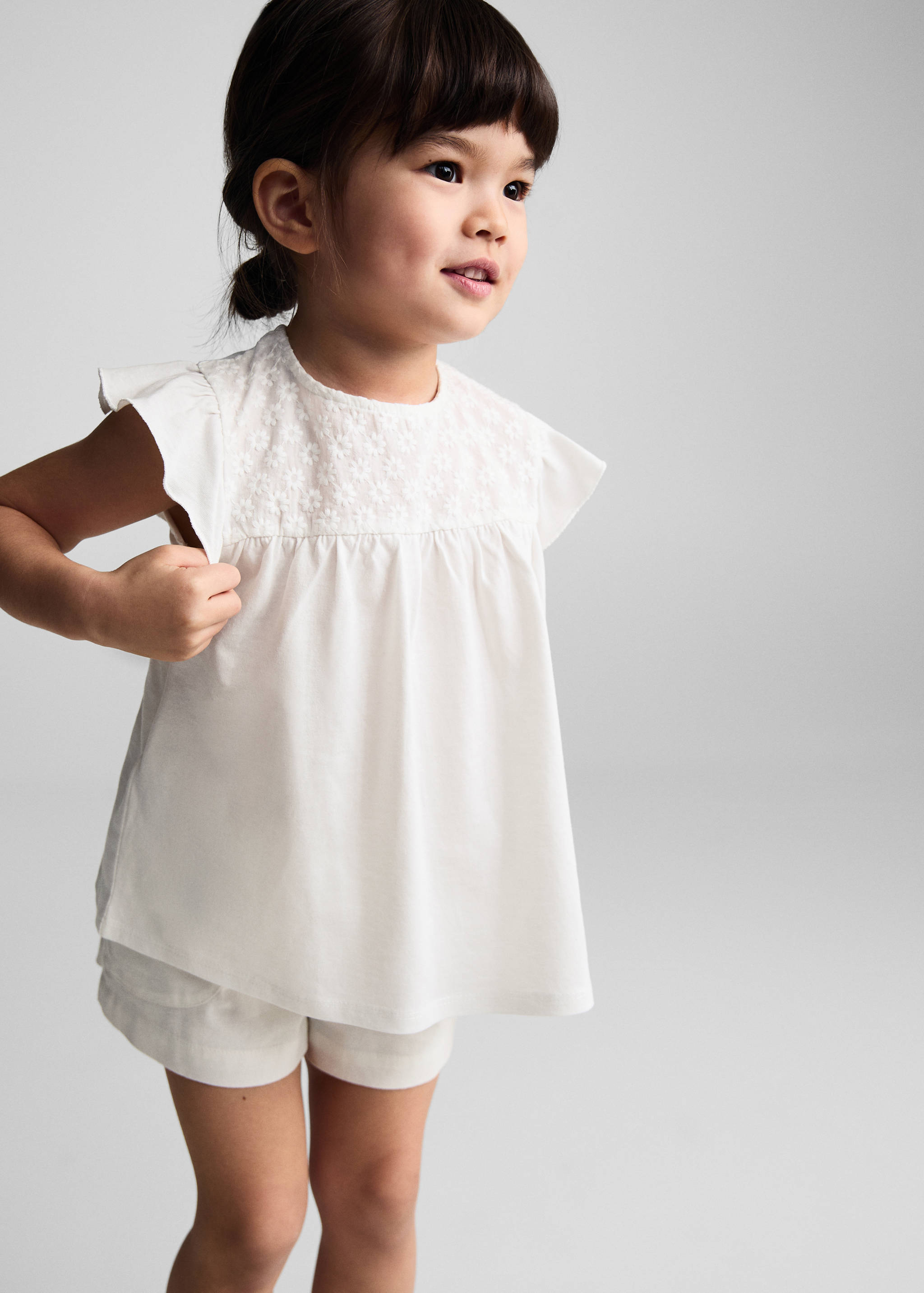 T-shirt met geborduurde bloemen - Middenvlak