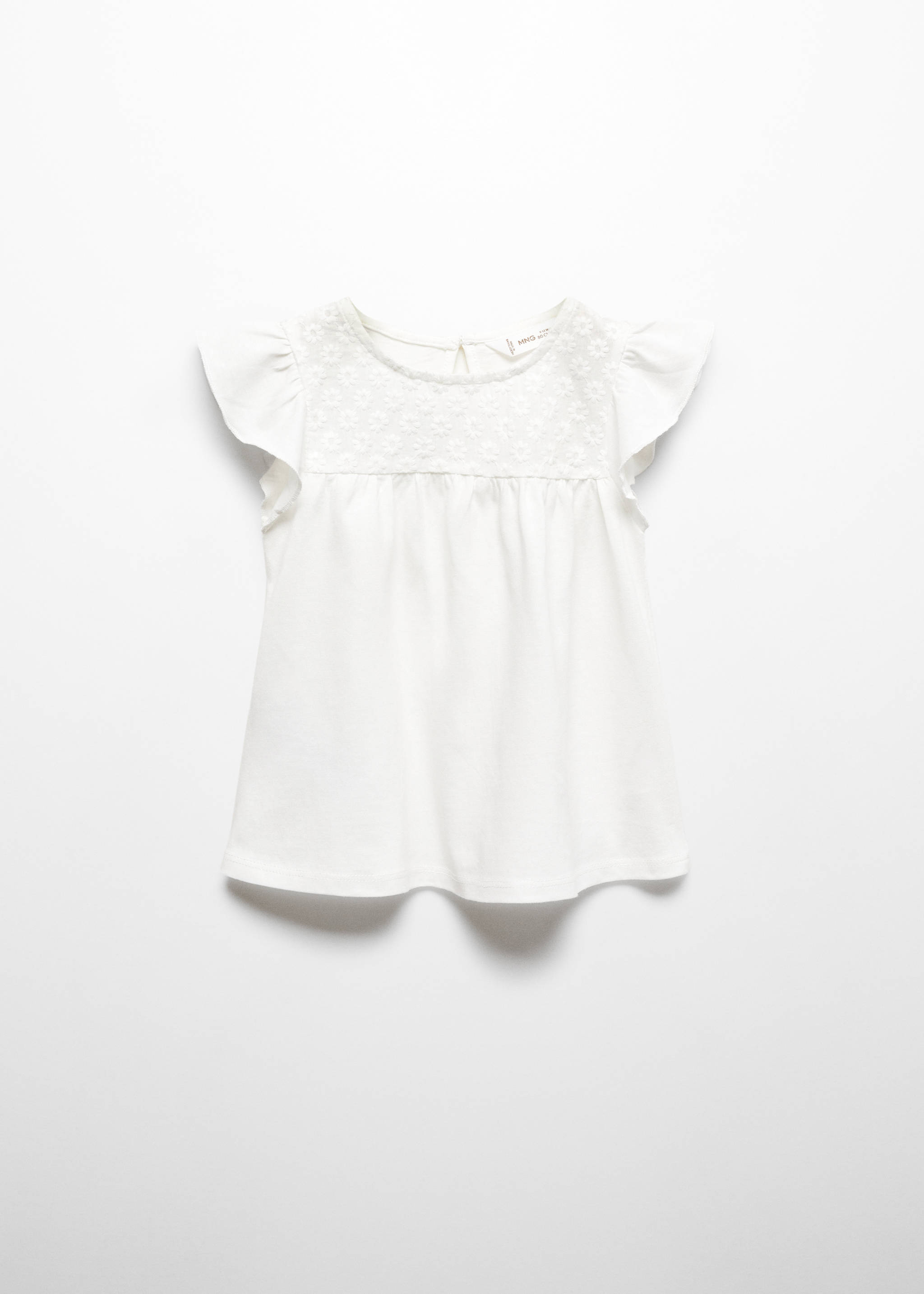 T-shirt met geborduurde bloemen - Artikel zonder model