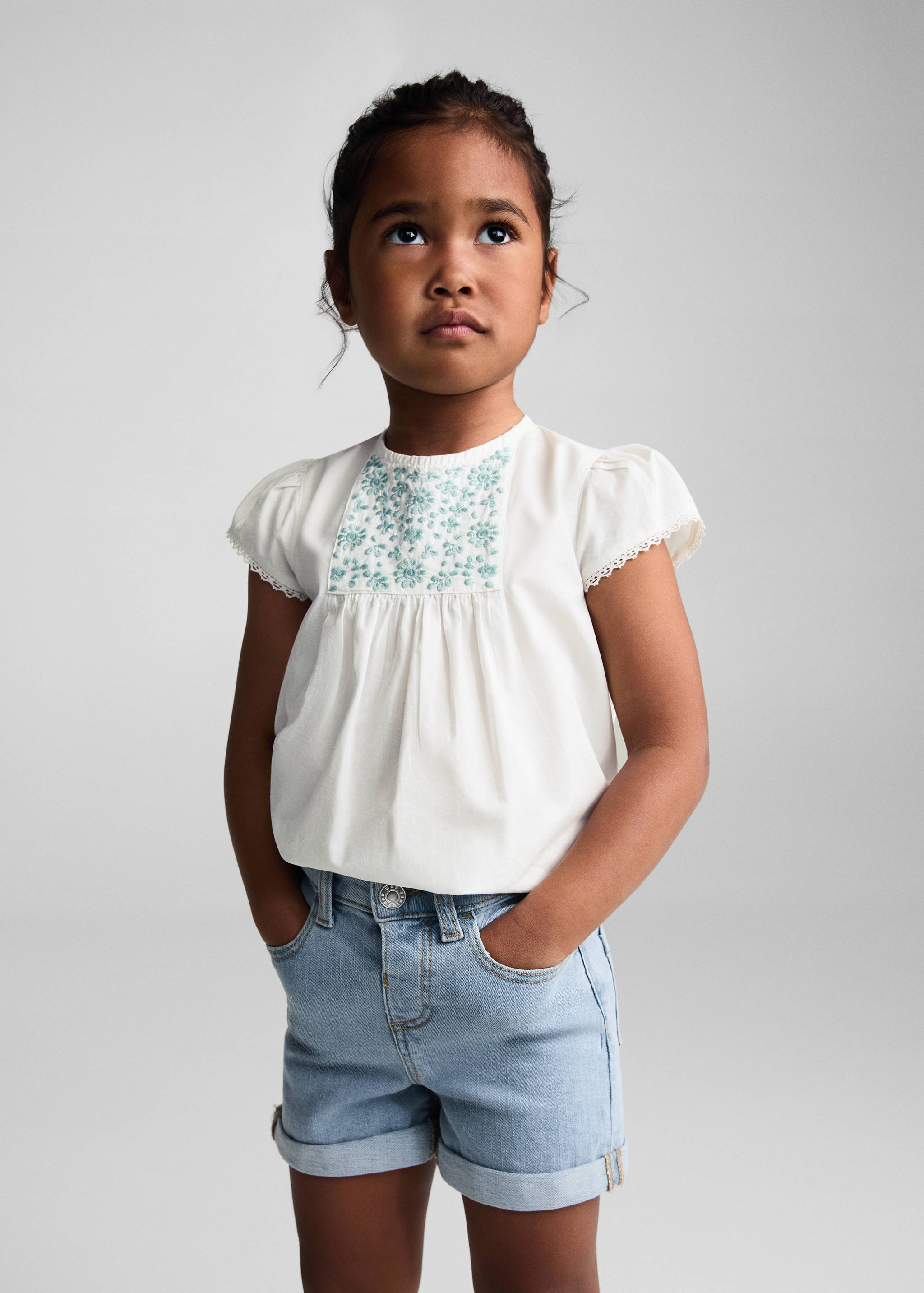 Rolled-up hem denim shorts - Medium plane