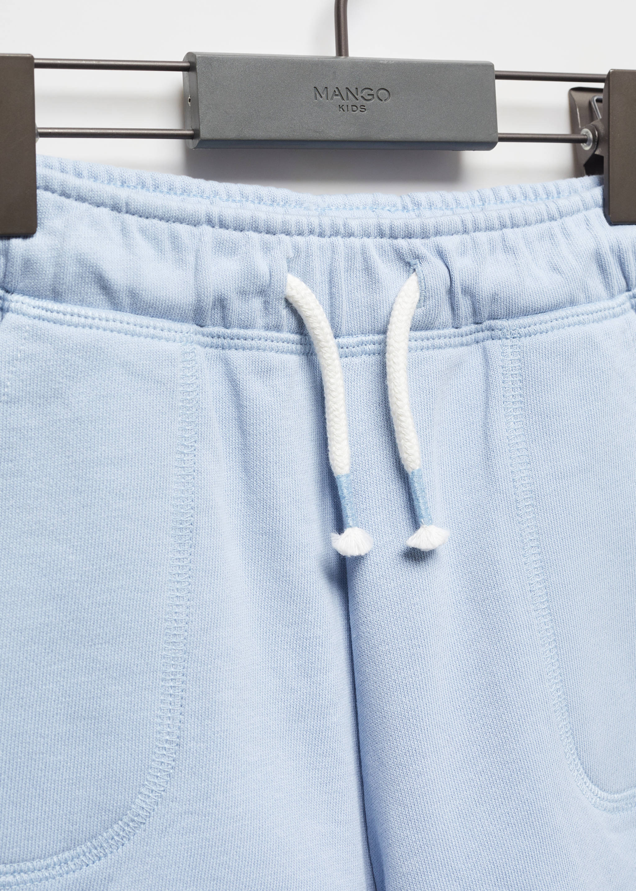 Cotton drawstring waist shorts - Details of the article 8, Sky Blue. Ref: 67066011-00.