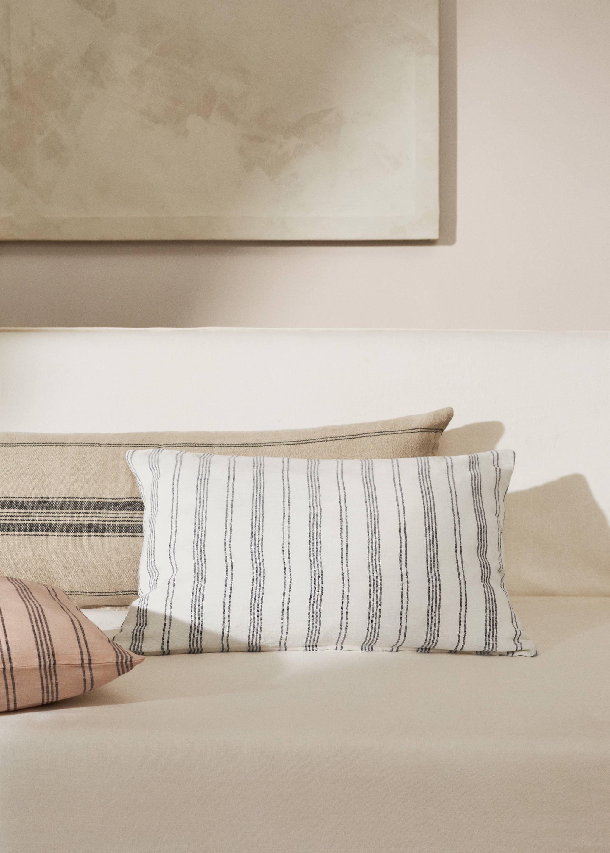 100% linen striped cushion cover 40x60cm - General plane