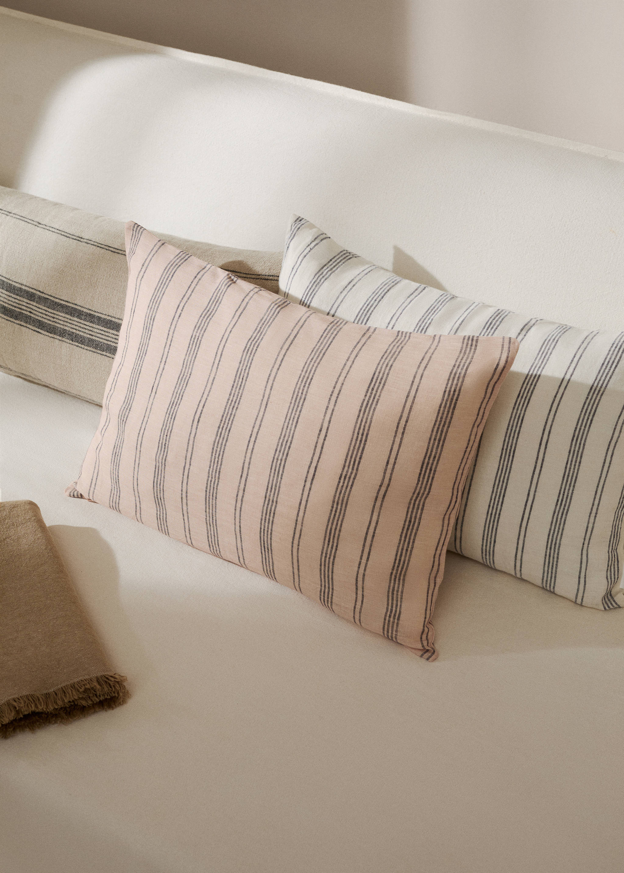 100% linen striped cushion cover 40x60cm - General plane