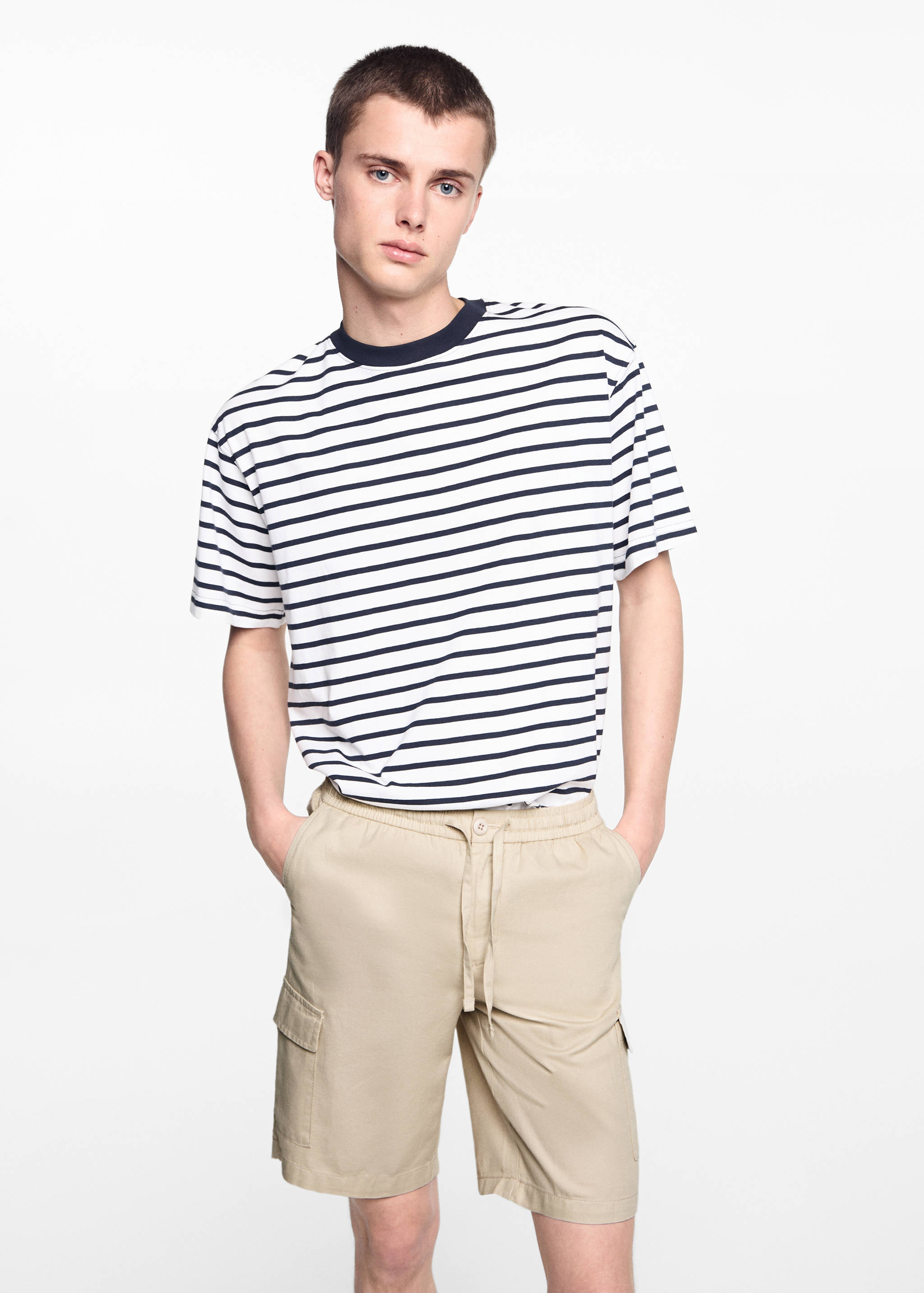 Cargo pockets linen Bermuda shorts - Medium plane
