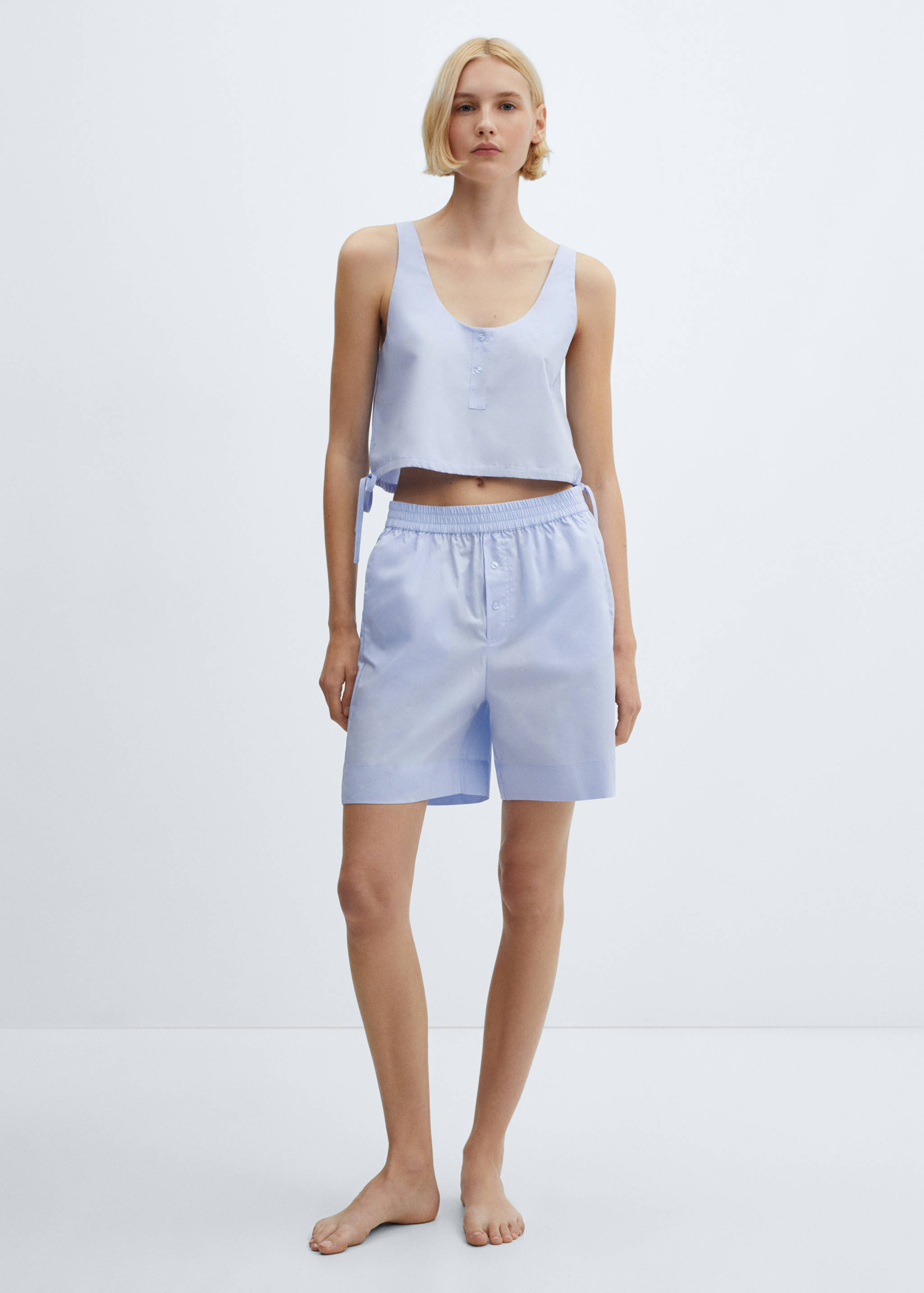 Cotton pyjama crop top - General plane