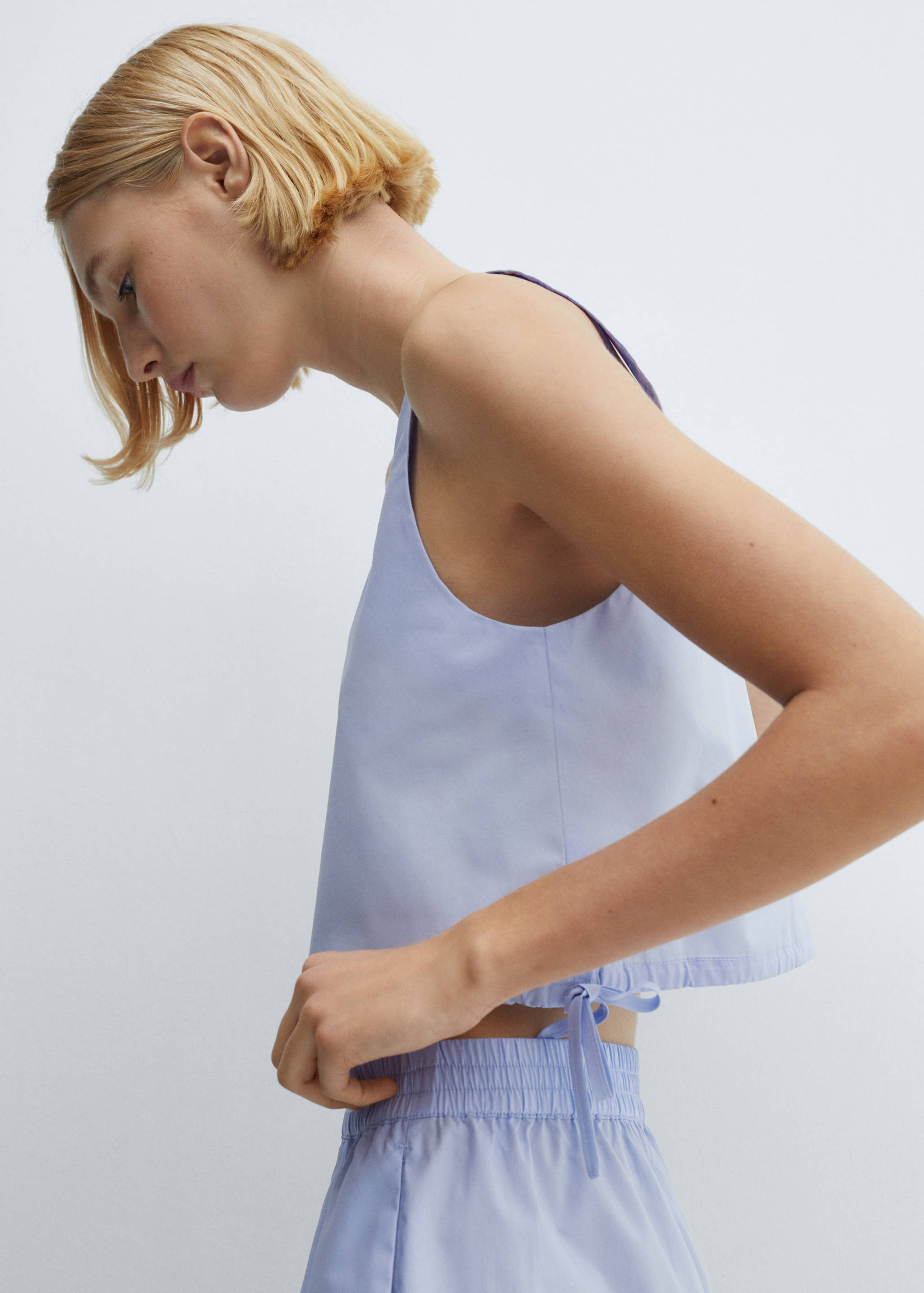 Cotton pyjama crop top - Details of the article 2