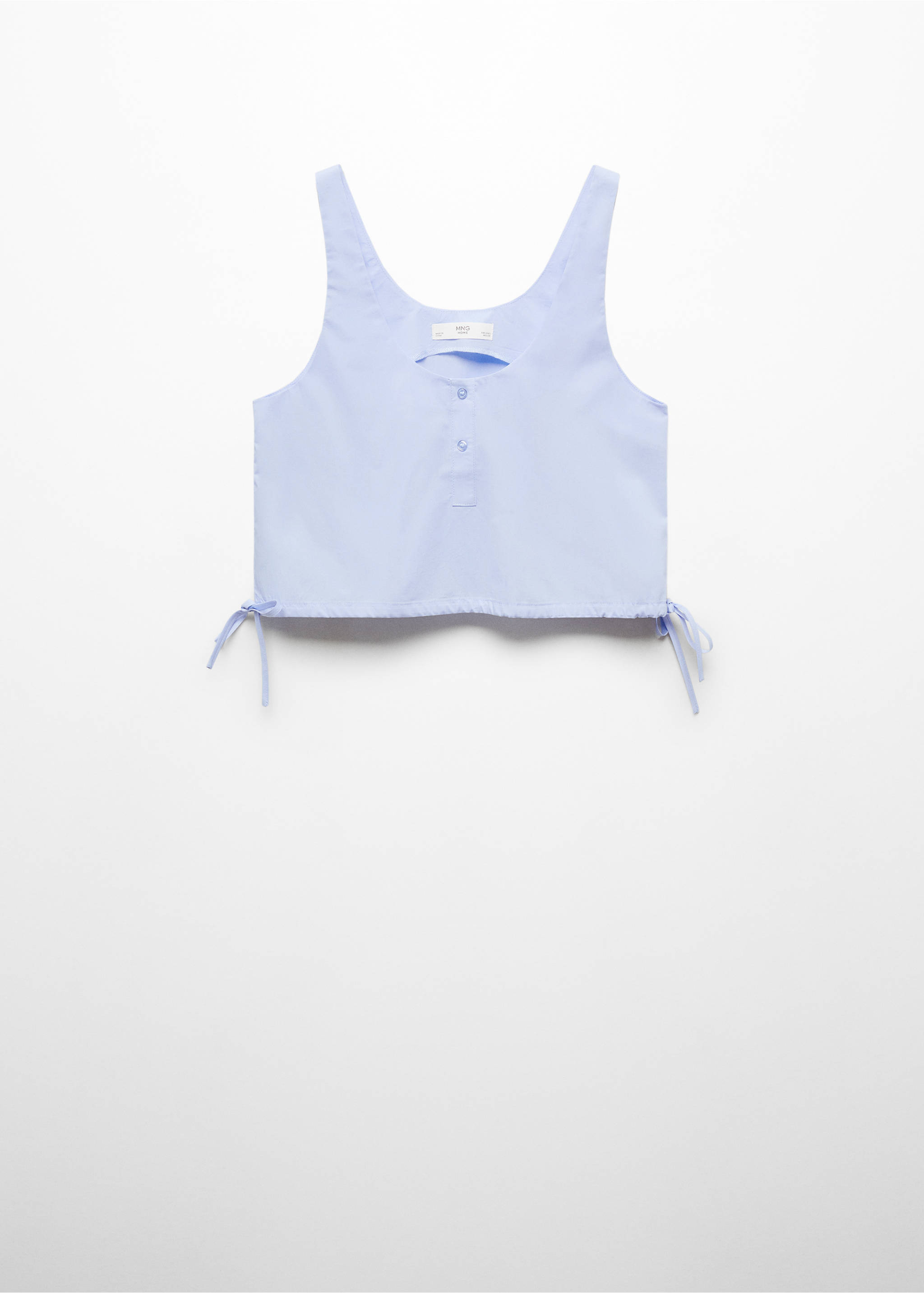 Cotton pyjama crop top - Article without model, Sky Blue. Ref: 67066016-00.