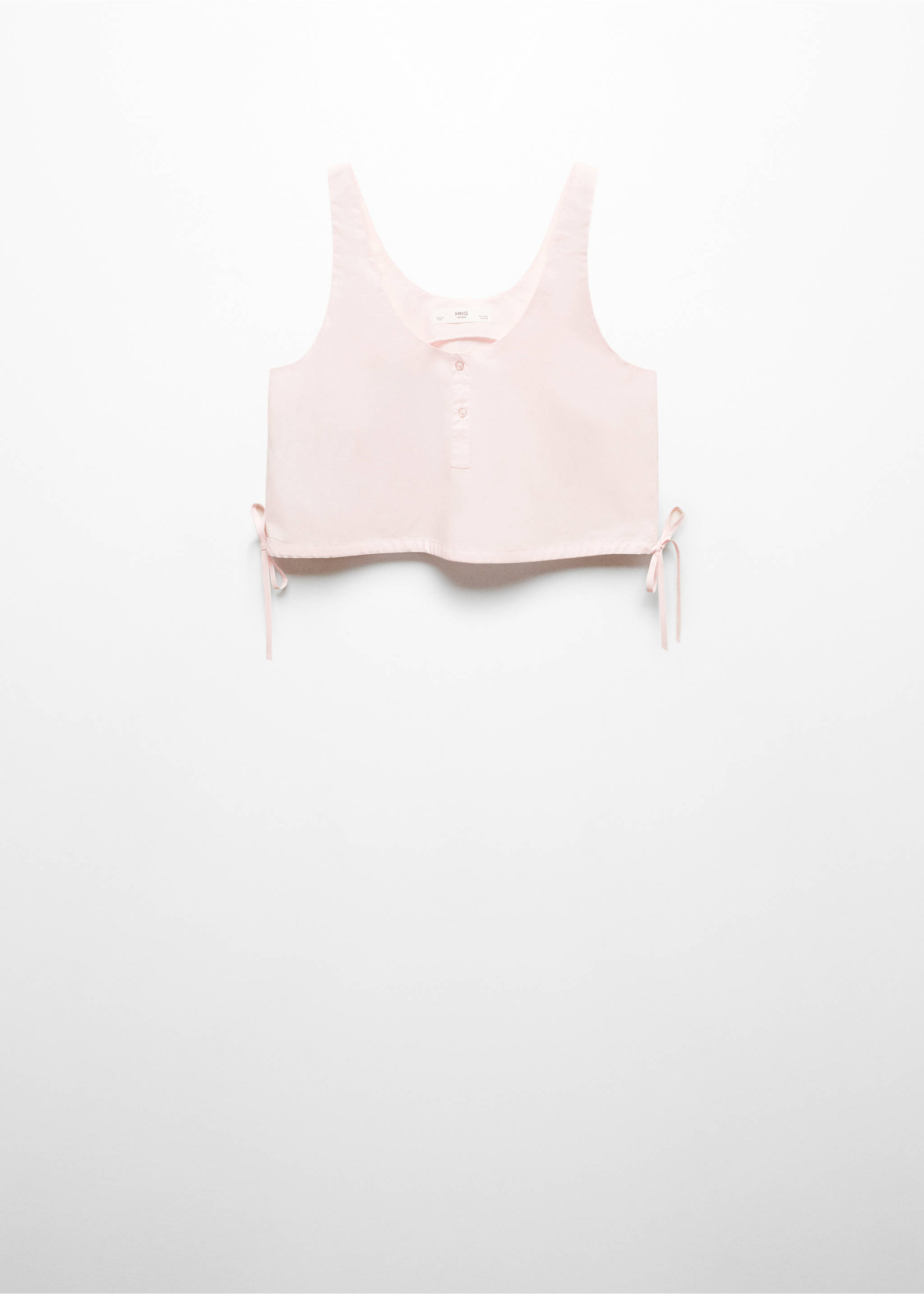 Cotton pyjama crop top - Article without model, Light Pink. Ref: 67066016-00.