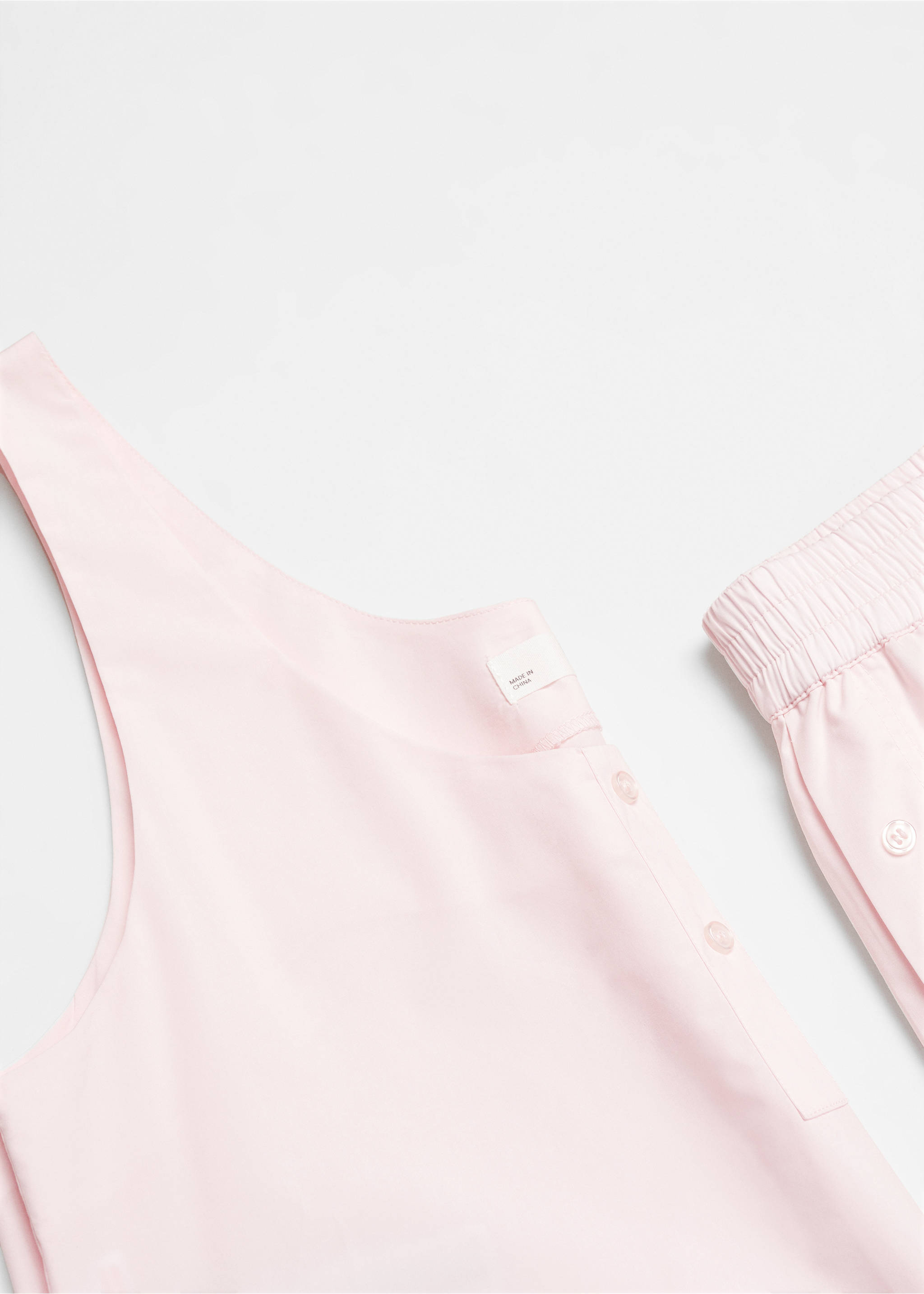 Cotton pyjama crop top - Details of the article 8, Light Pink. Ref: 67066016-00.