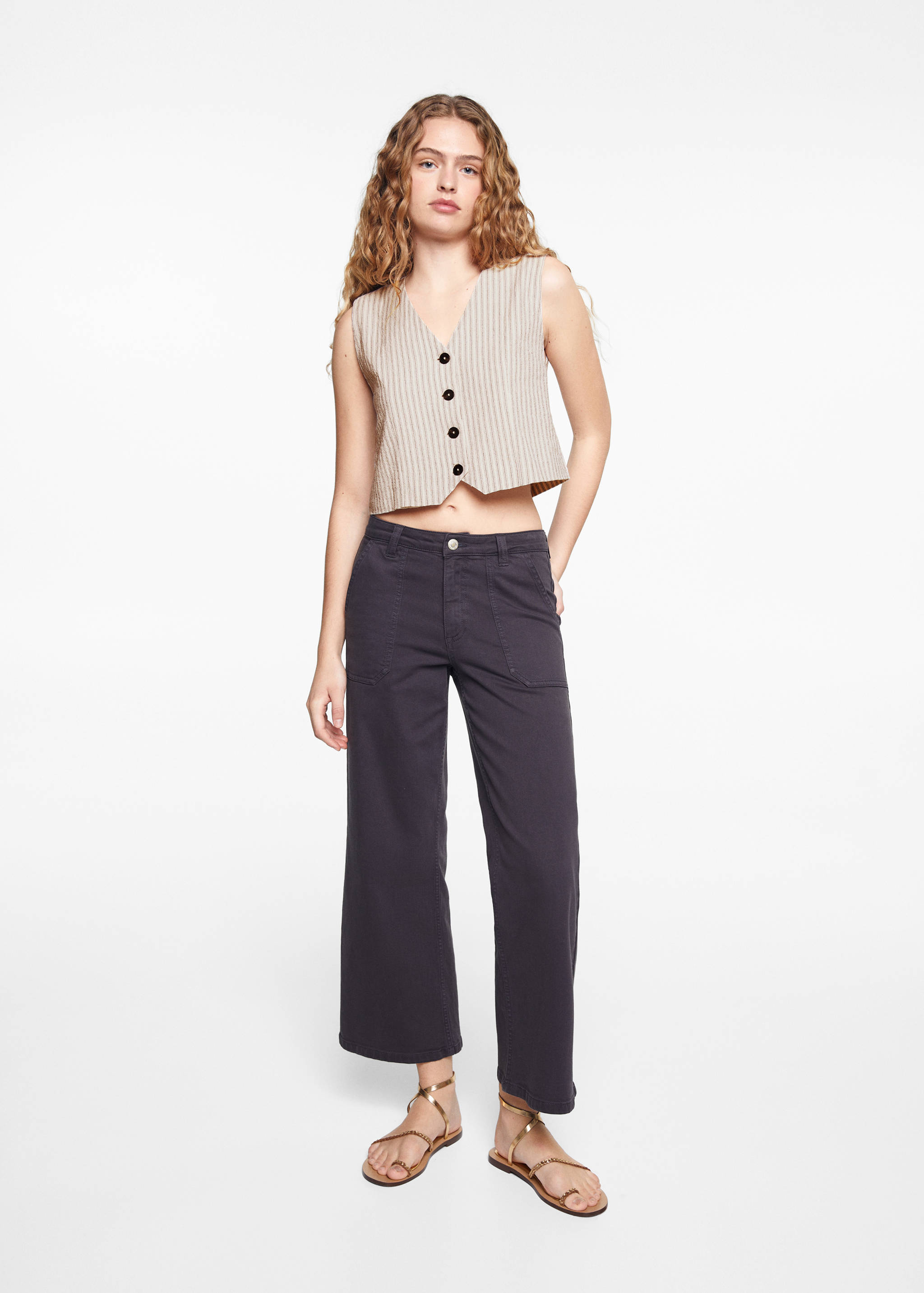 Striped cropped vest - General plane