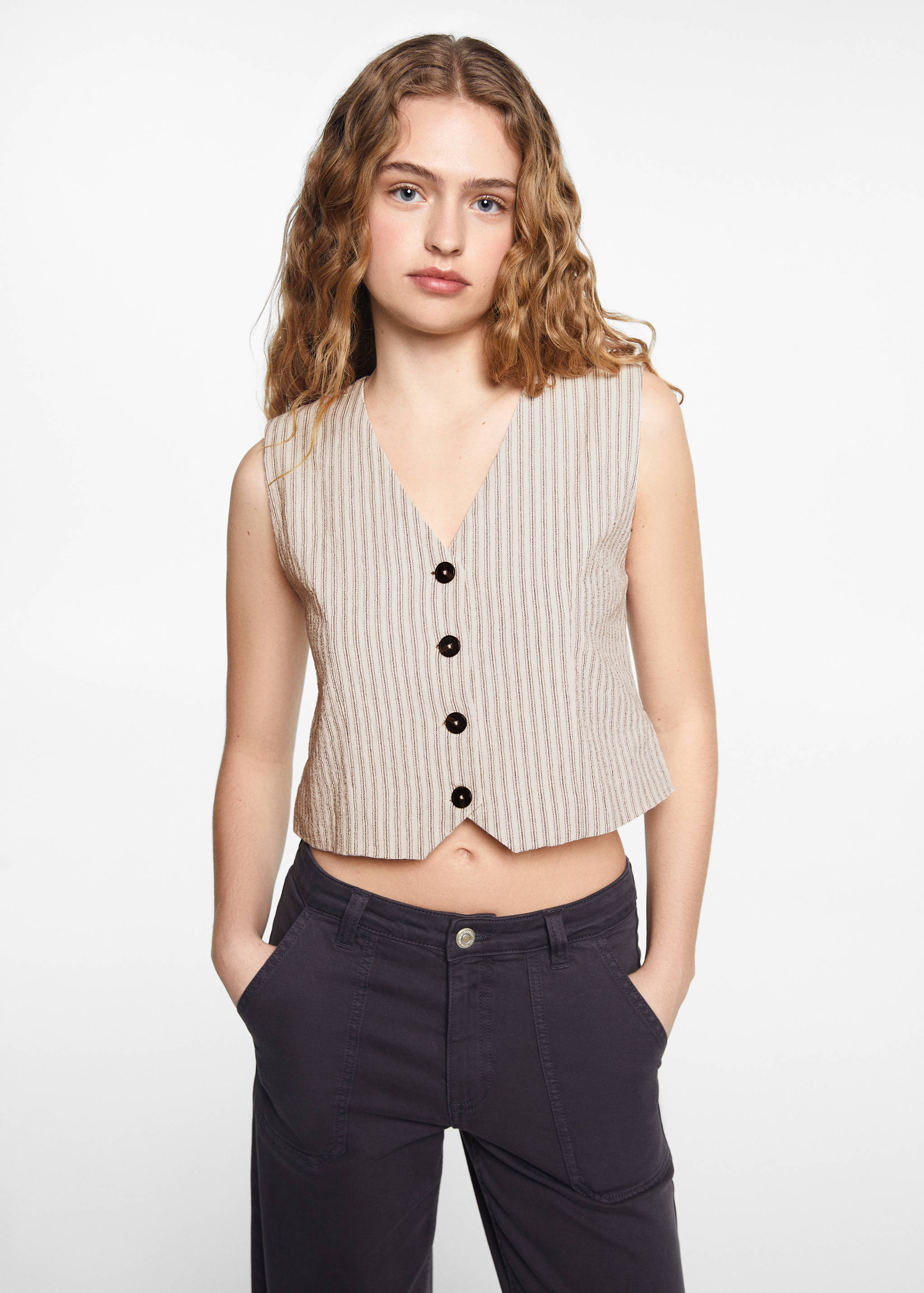 Striped cropped vest - Medium plane