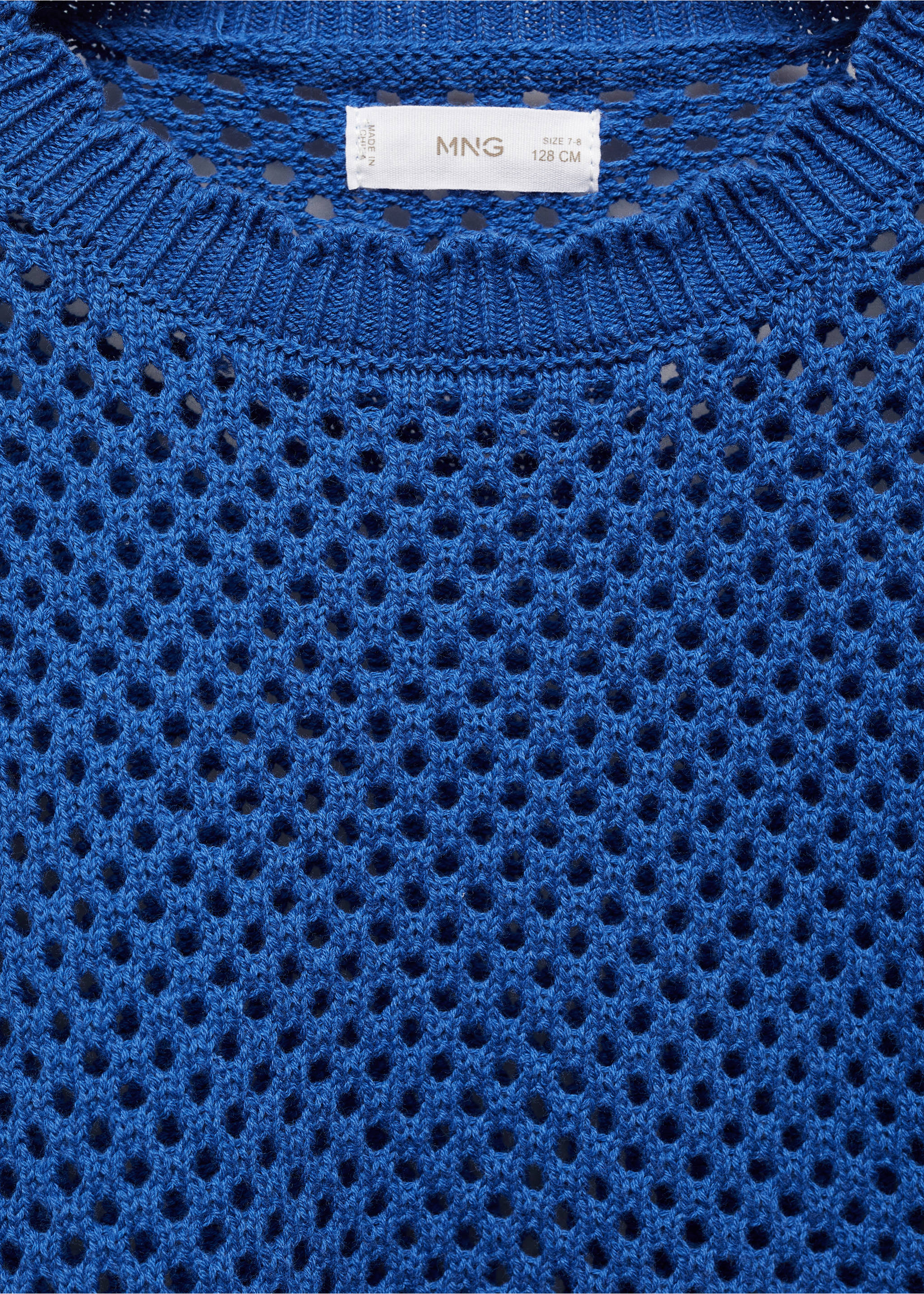 Openwork knit sweater - Details of the article 8, Vibrant blue. Ref: 67066026-00.