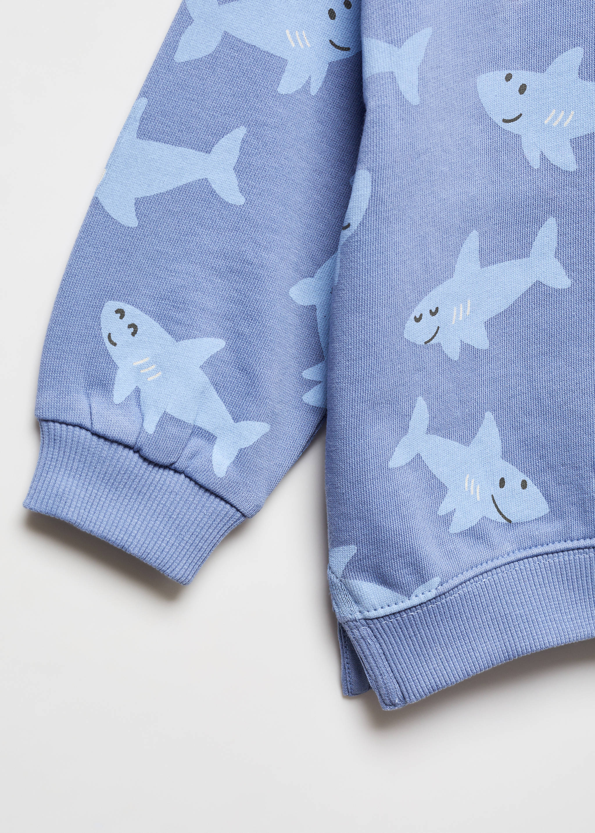 Shark-print sweatshirt - Details of the article 8, Blue. Ref: 67066037-00.