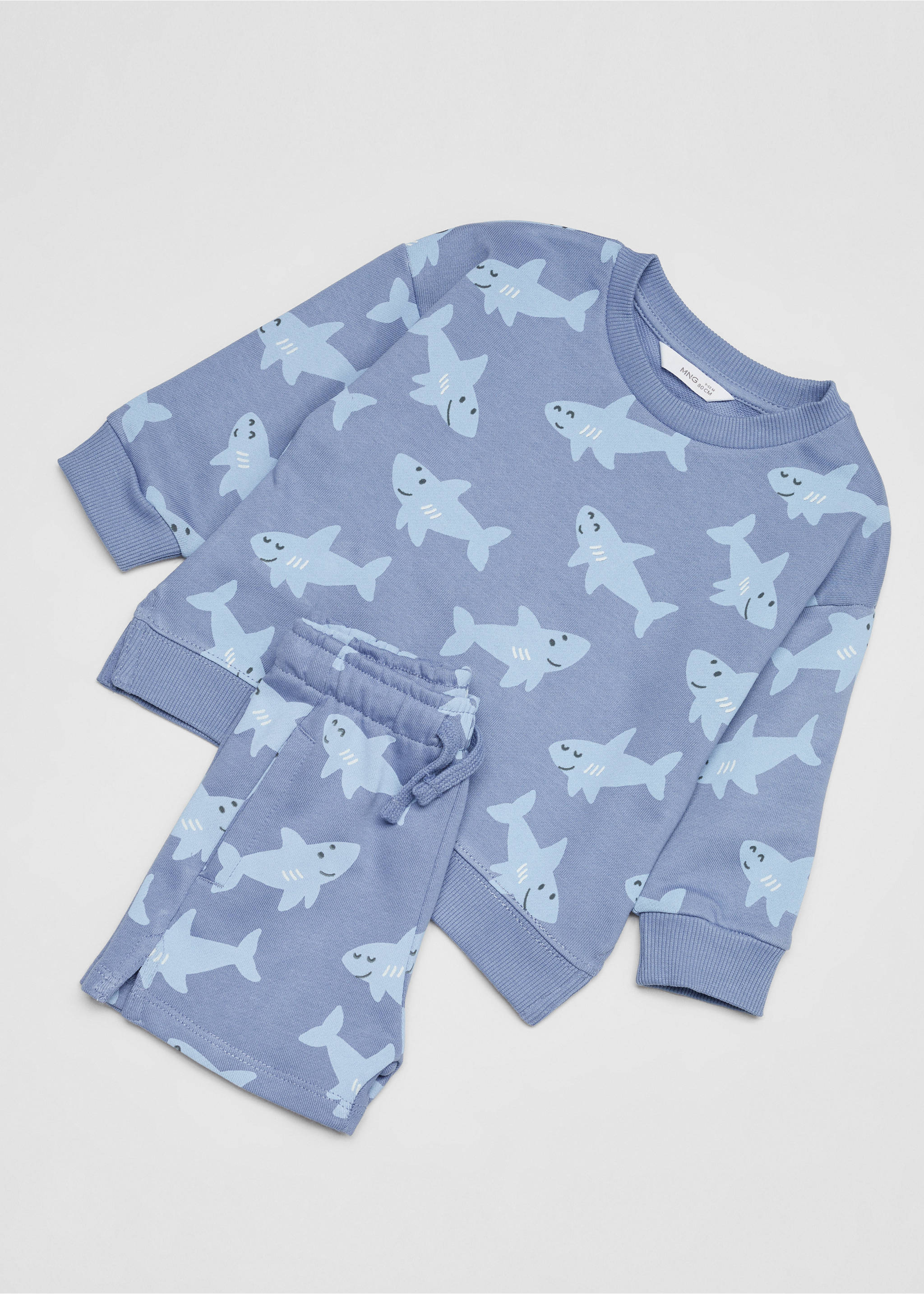 Shark-print sweatshirt - Details of the article 0, Blue. Ref: 67066037-00.