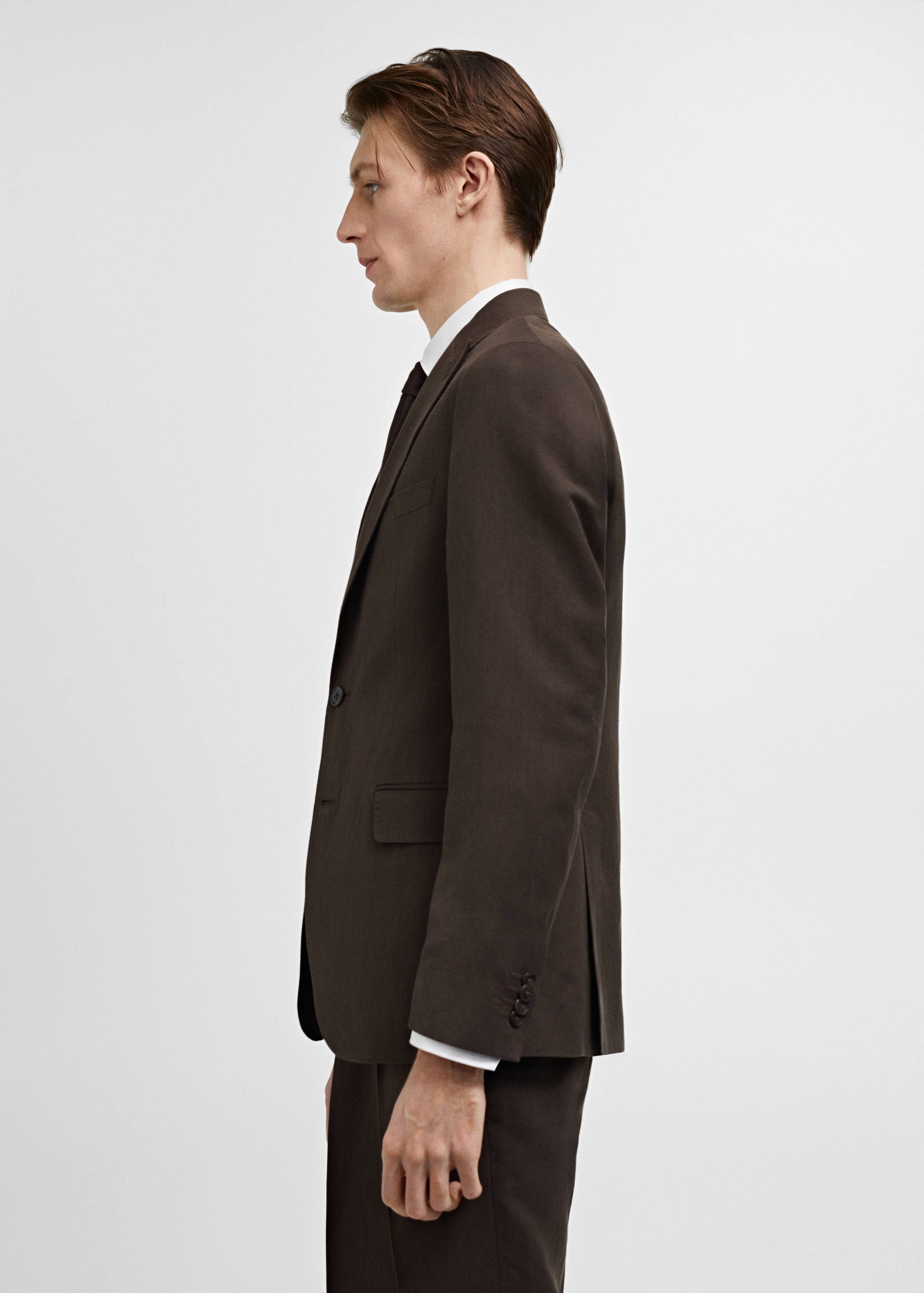 Slim-fit linen and cotton suit jacket - Details of the article 2