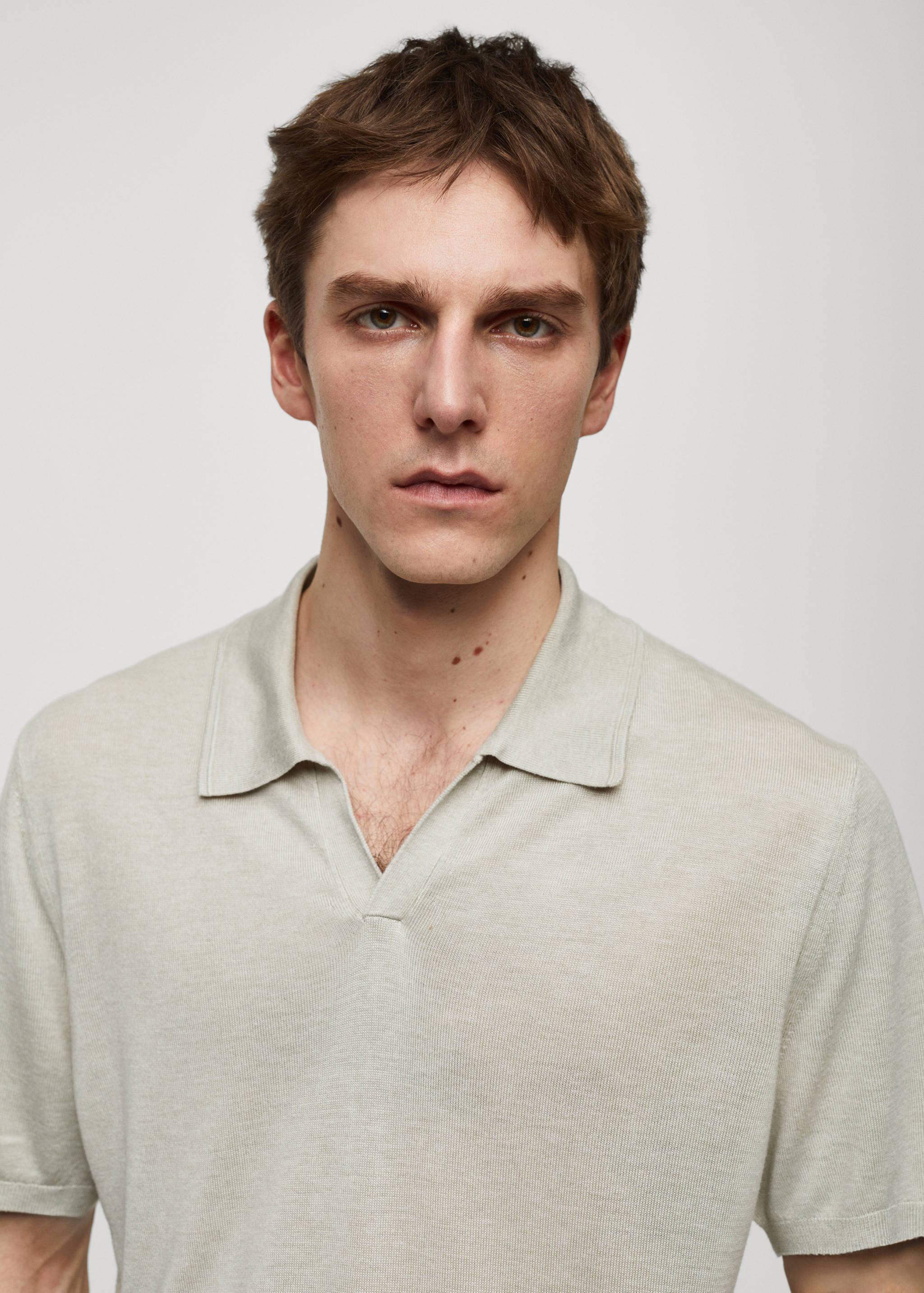 Short-sleeve knitted polo shirt - Details of the article 1