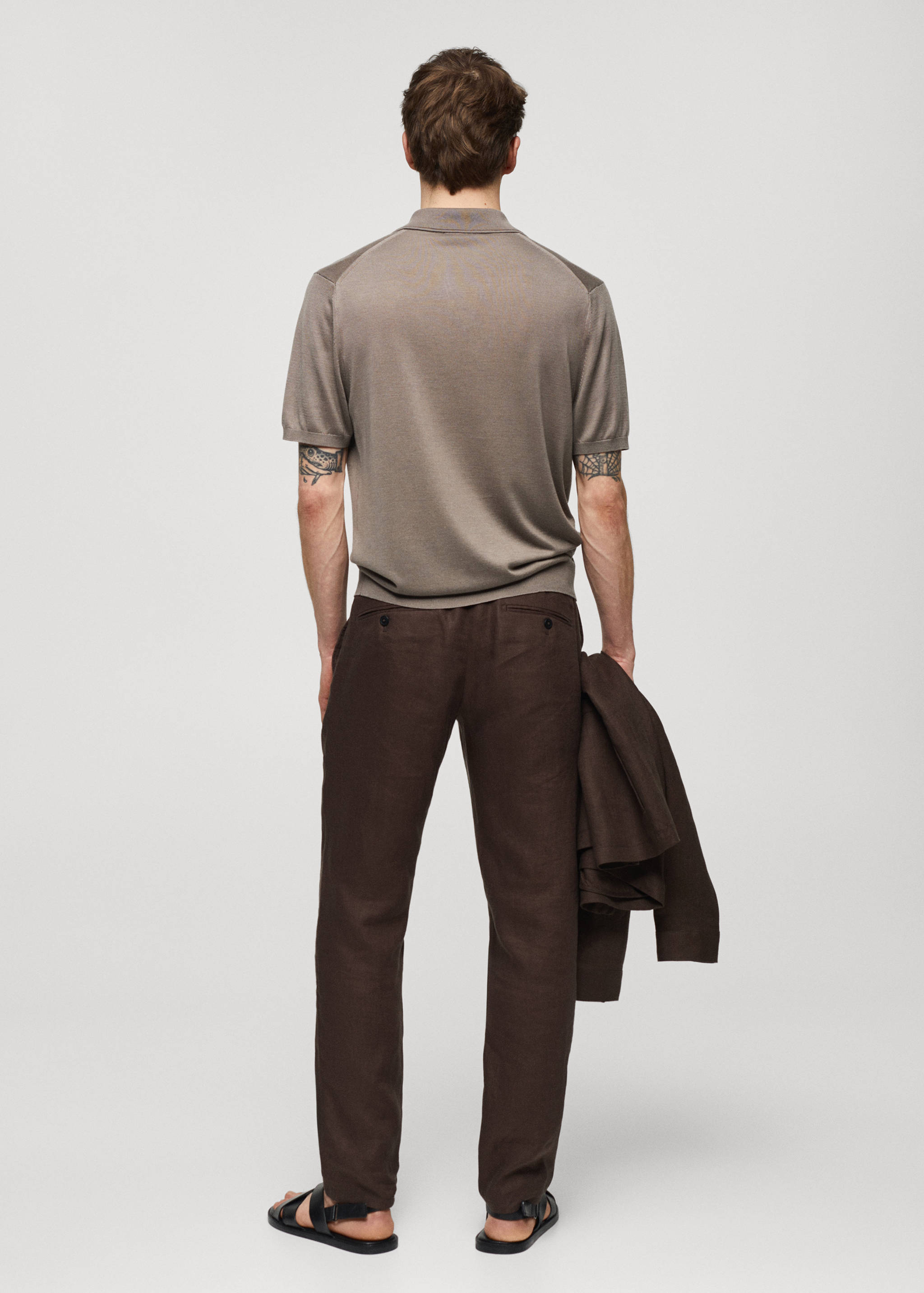 Short-sleeve knitted polo shirt - Reverse of the article