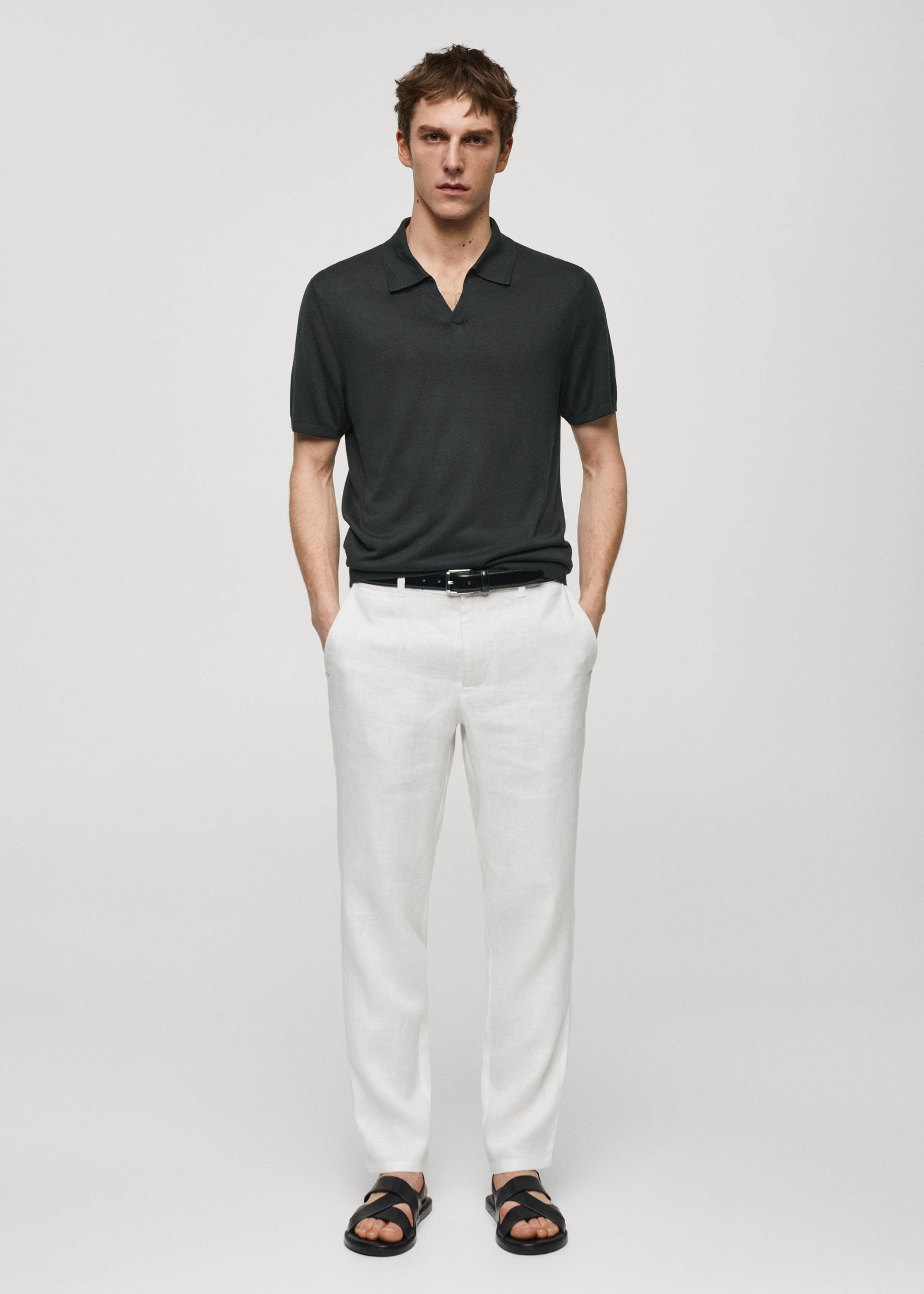 Short-sleeve knitted polo shirt - General plane
