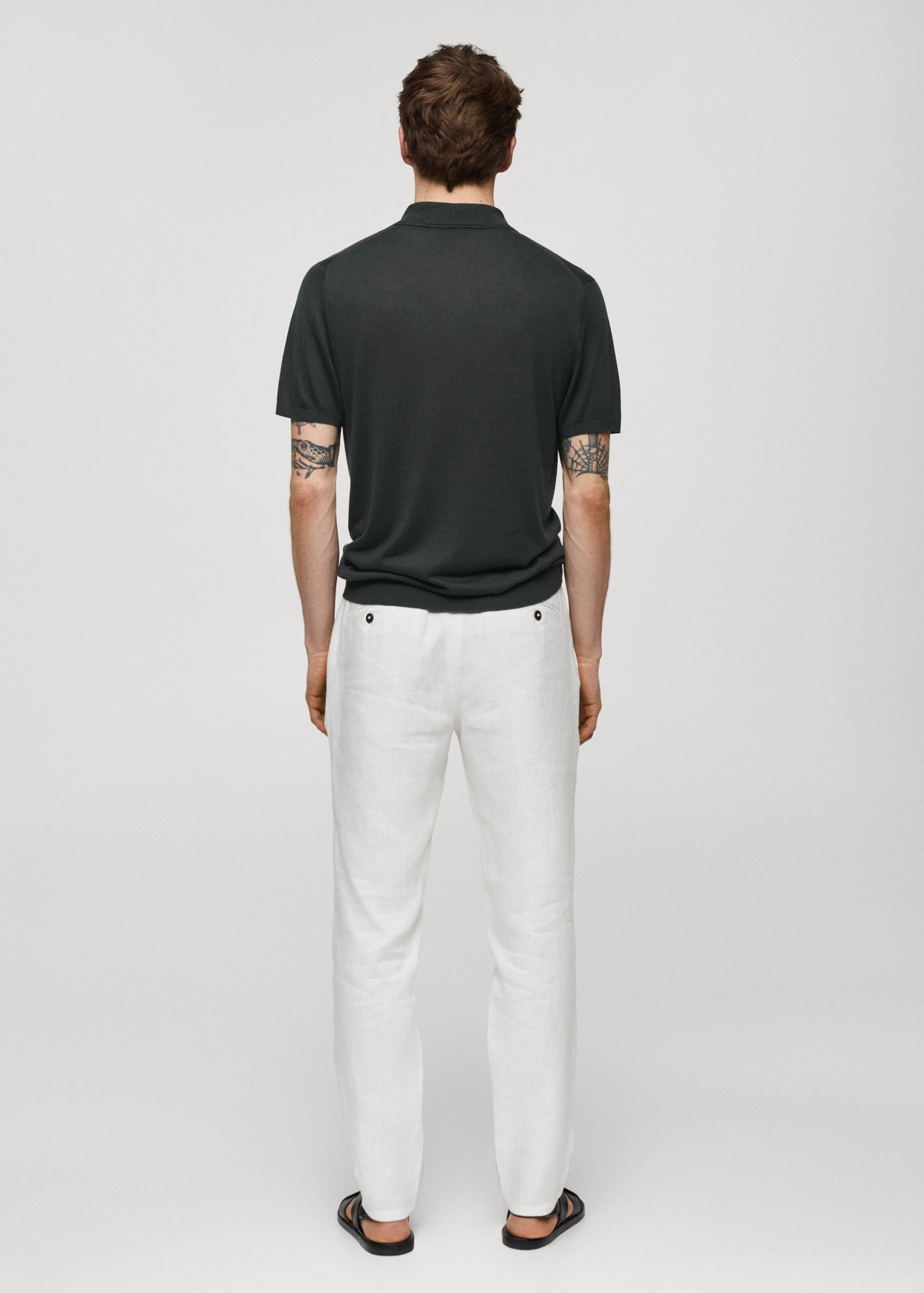 Short-sleeve knitted polo shirt - Reverse of the article