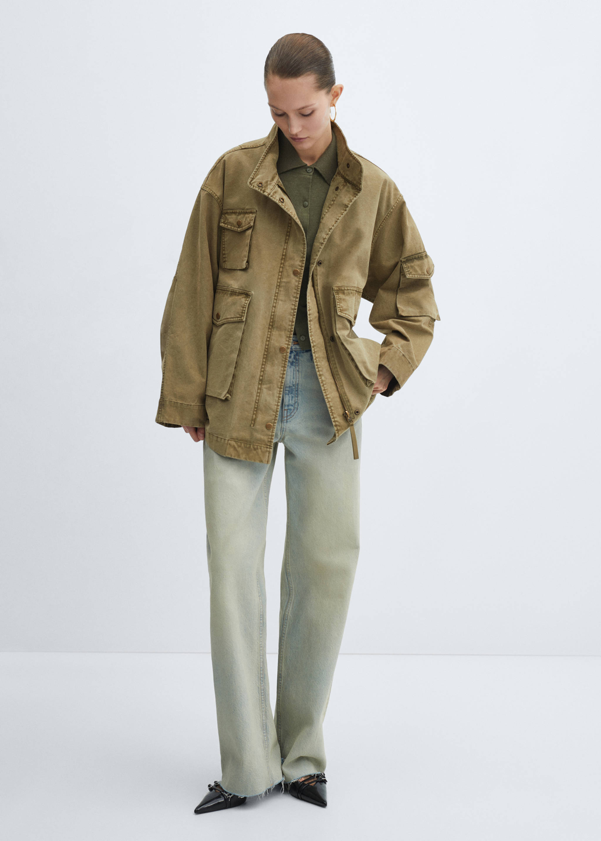 Worn-effect parka - General plane