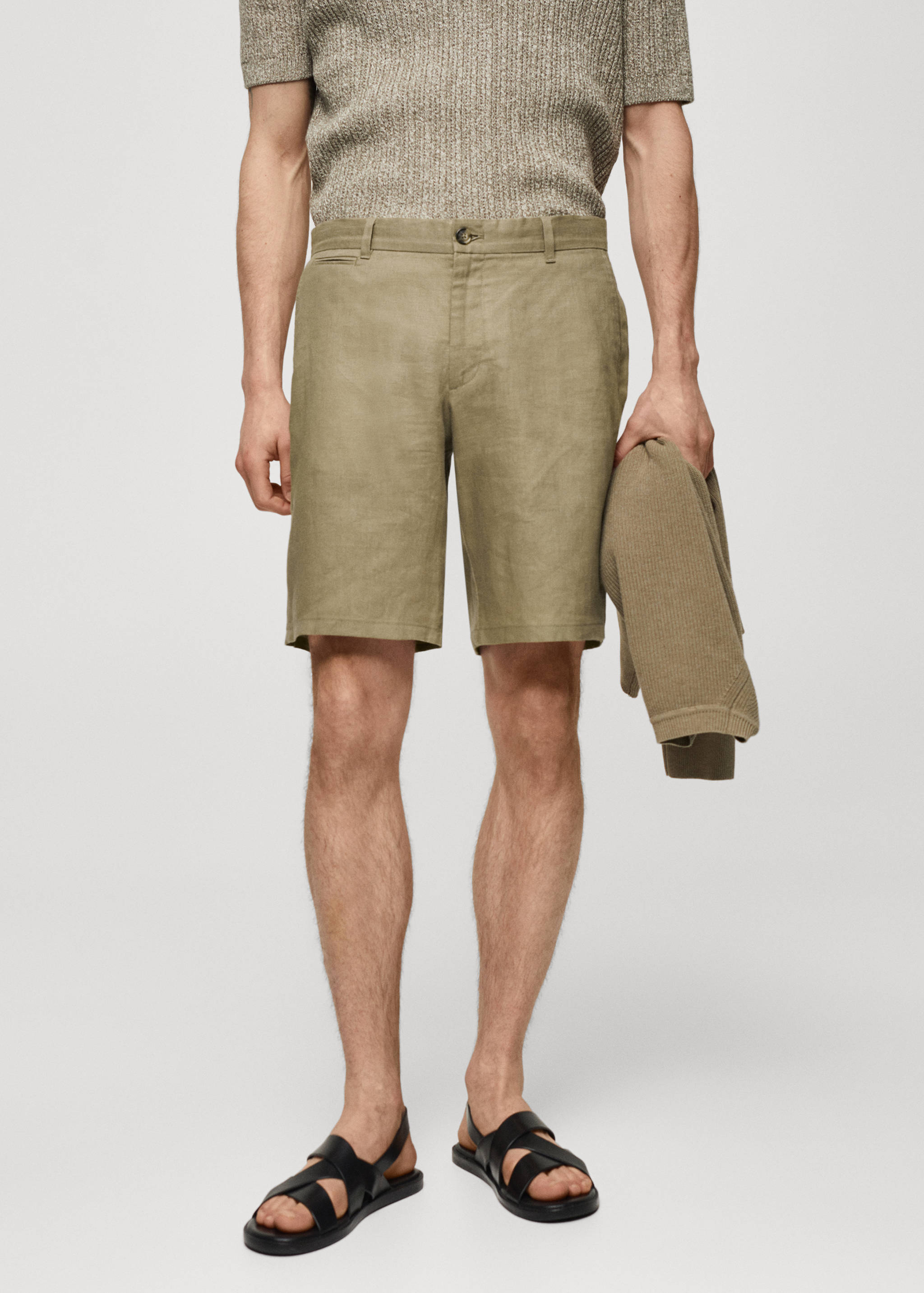 Slim-Fit-Bermudashorts aus 100 % Leinen - Mittlere Ansicht