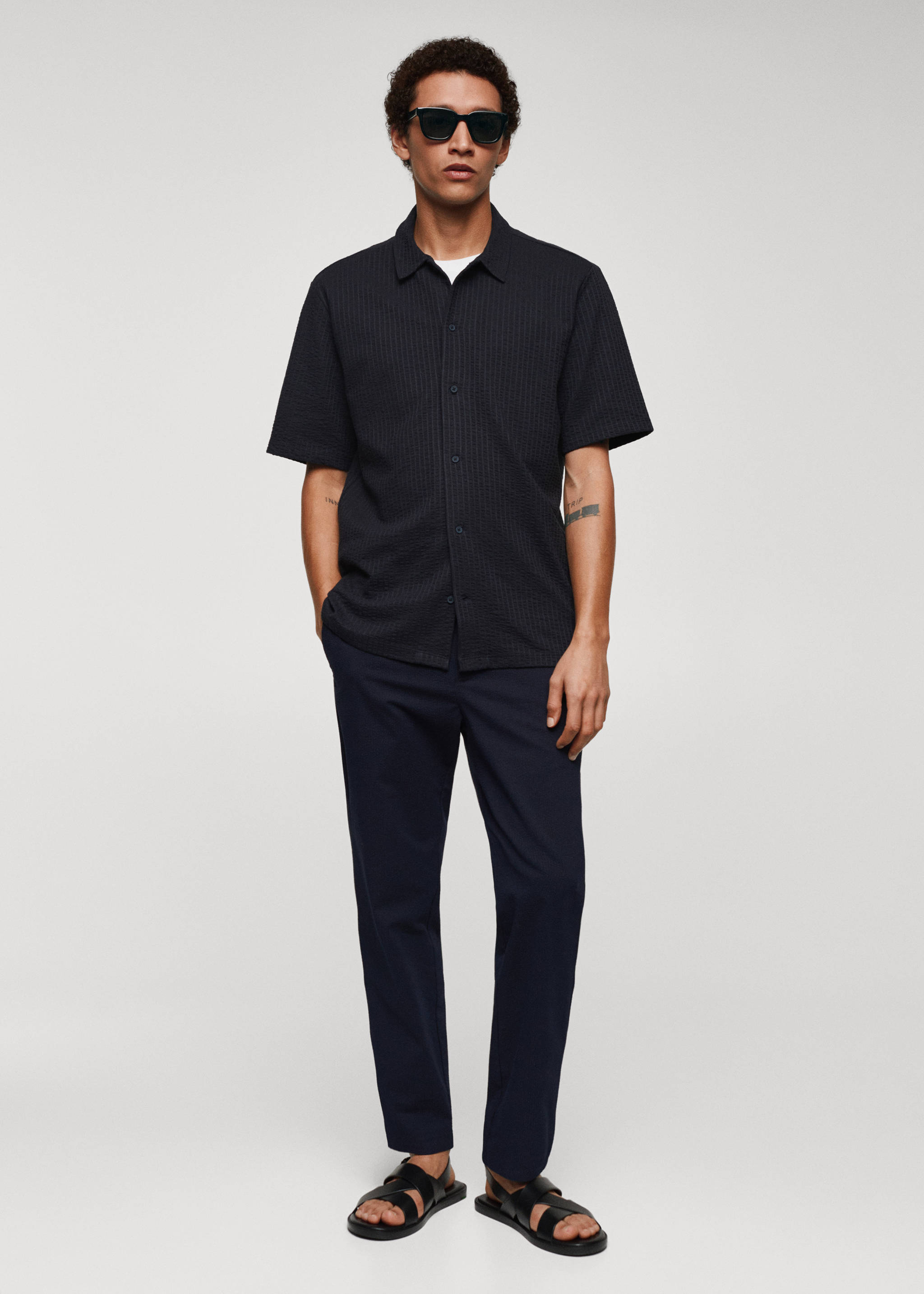 Seersucker-Baumwollhemd - Allgemeine Ansicht