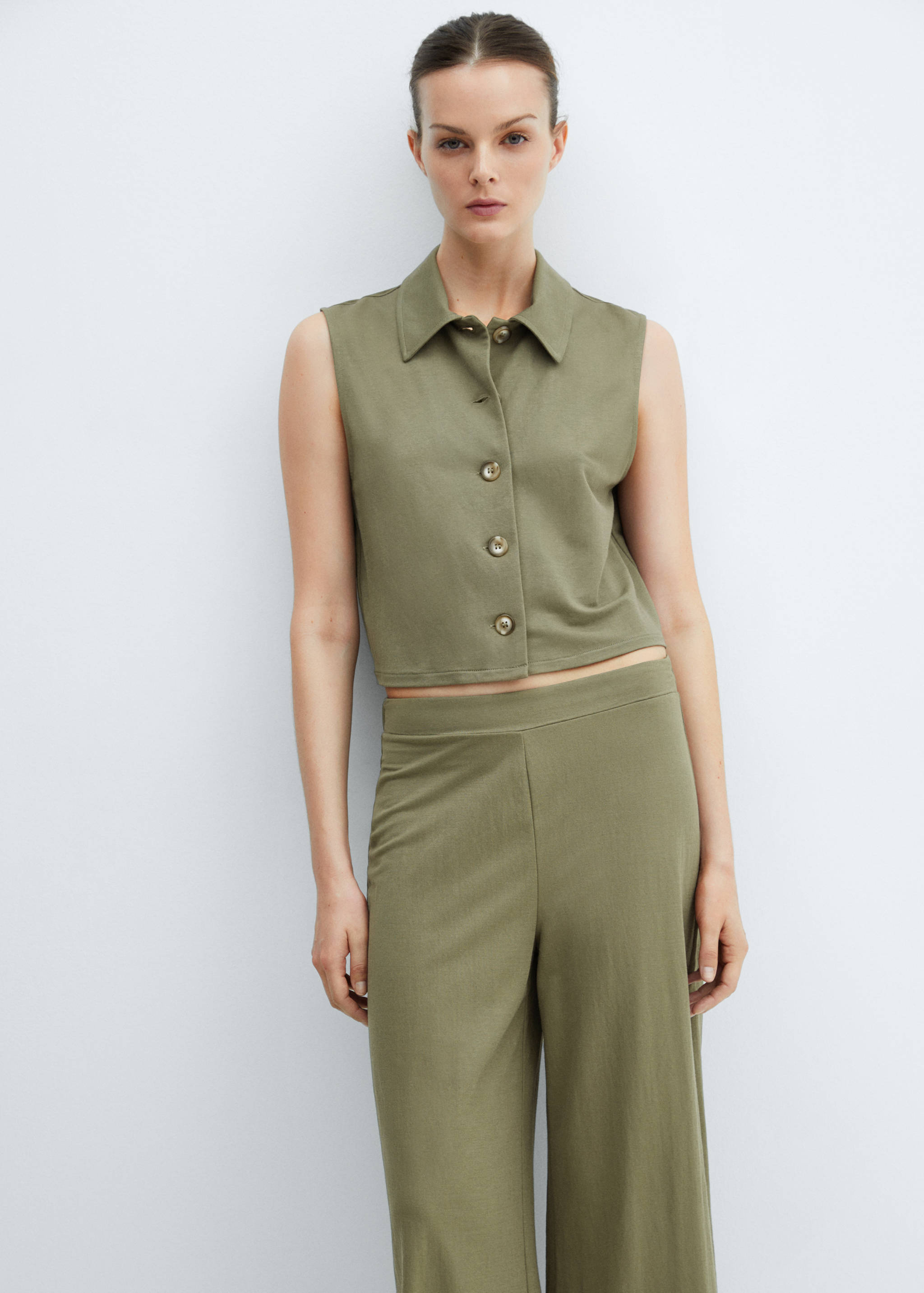 Pantalons crop cintura elàstica - Detall de l'article 1