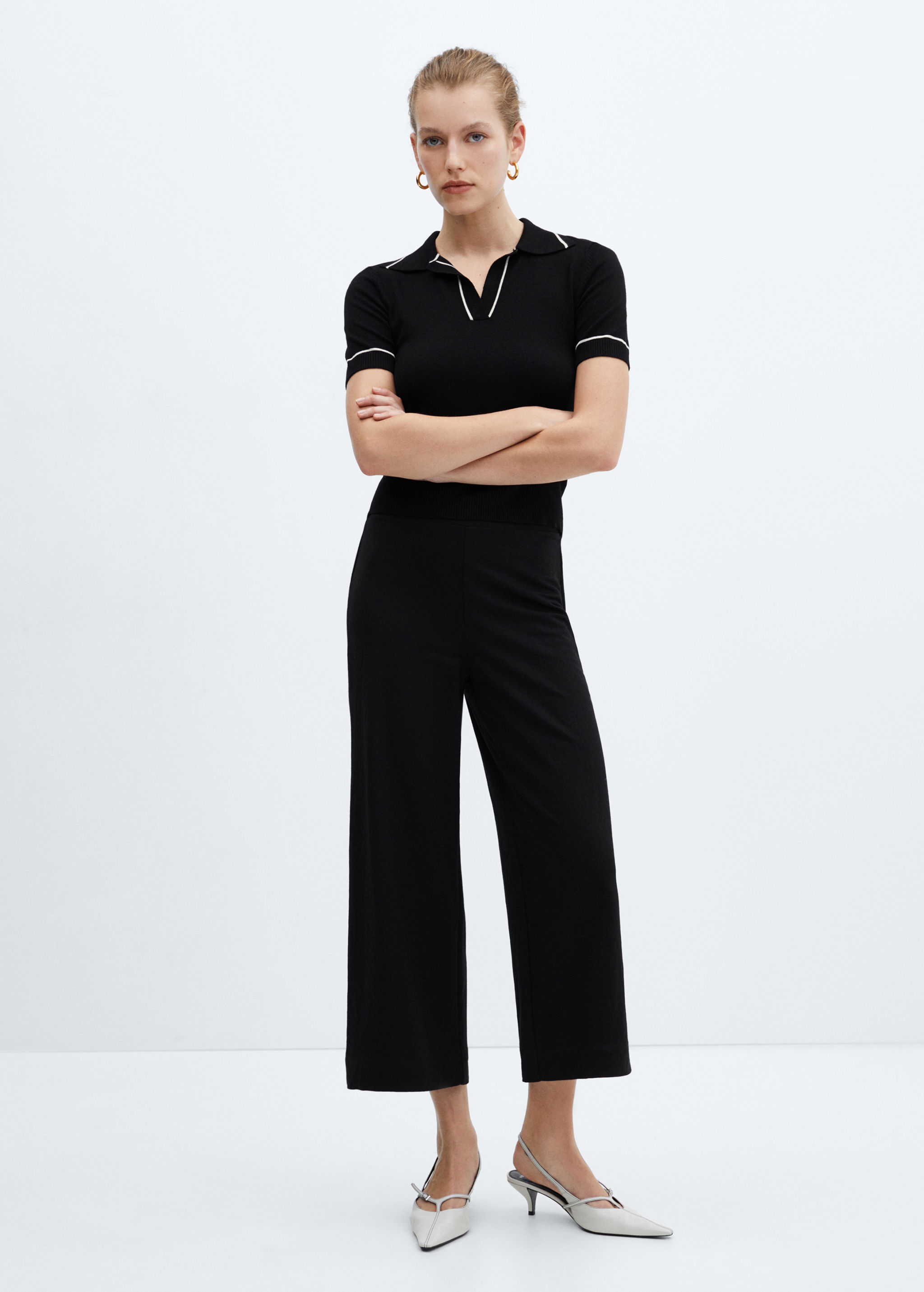 Pantalon crop taille élastique - Plan général