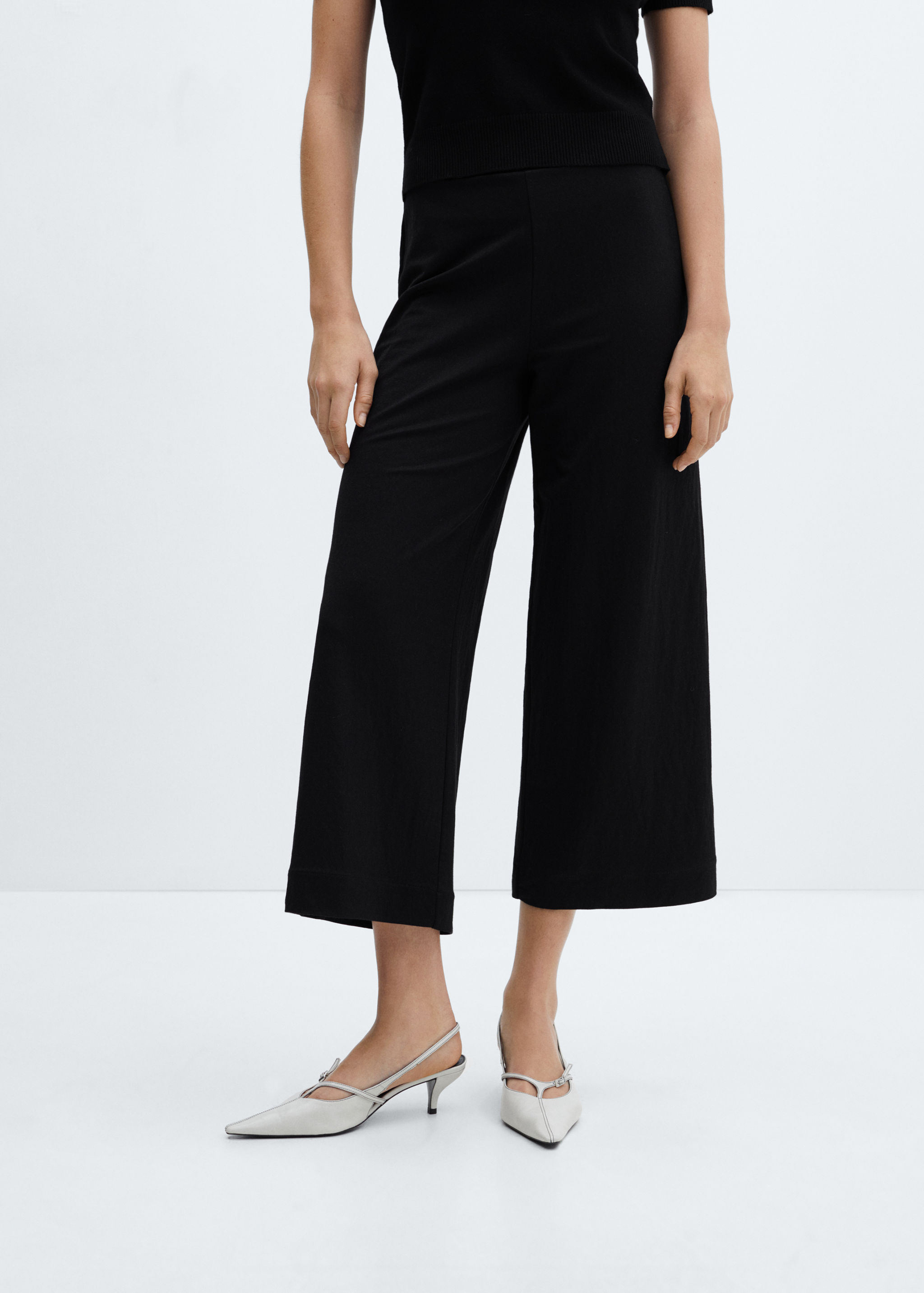 Pantalon crop taille élastique - Plan moyen