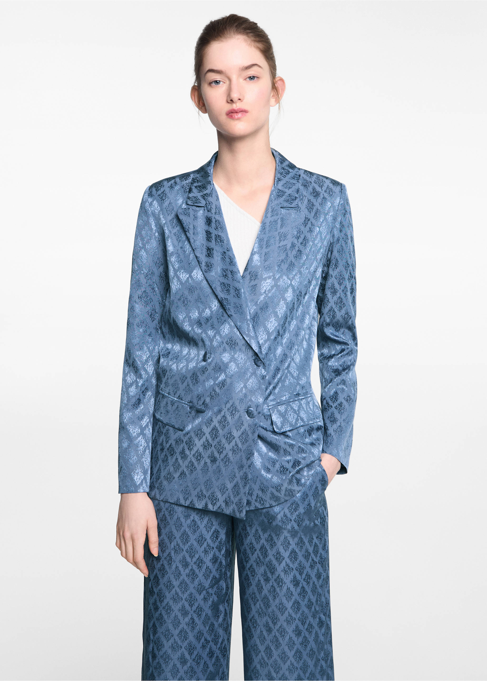 Zweireihiger Blazer - Mittlere Ansicht, Blau. Ref: 67066743-00.