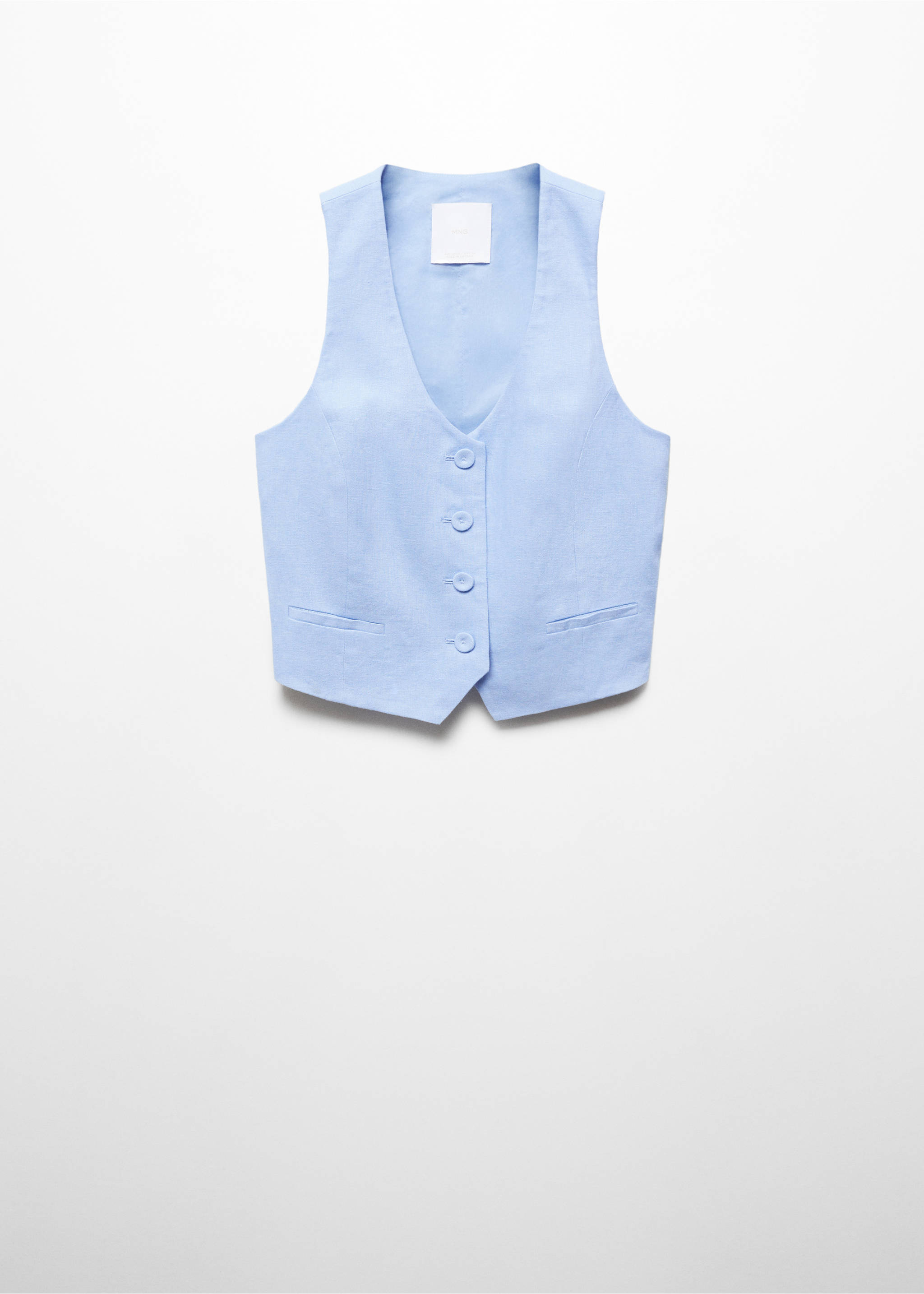 Linen suit waistcoat - Article without model, Sky Blue. Ref: 67067112-00.