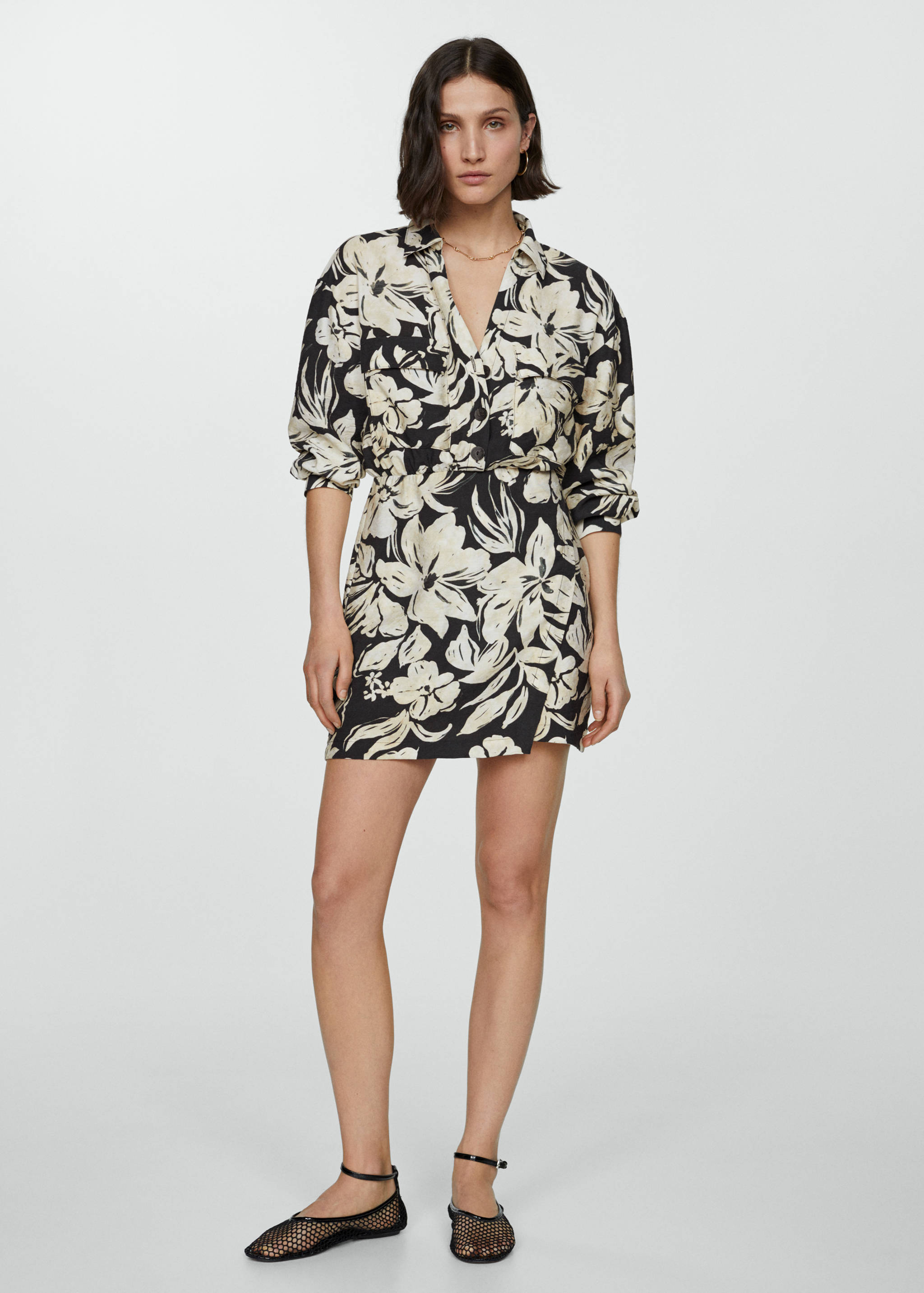 Floral shirt dress - General plane