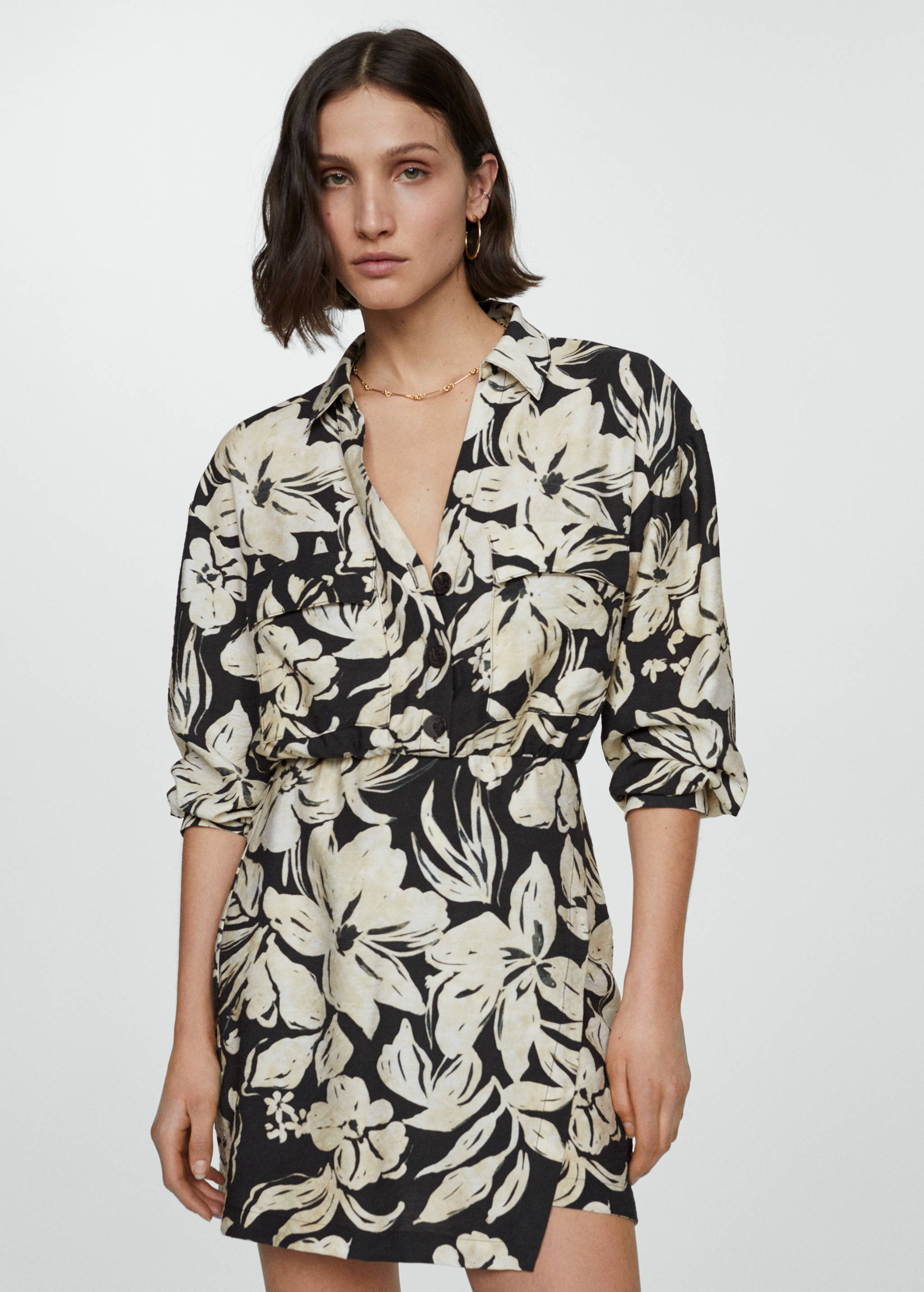 Floral shirt dress - Medium plane