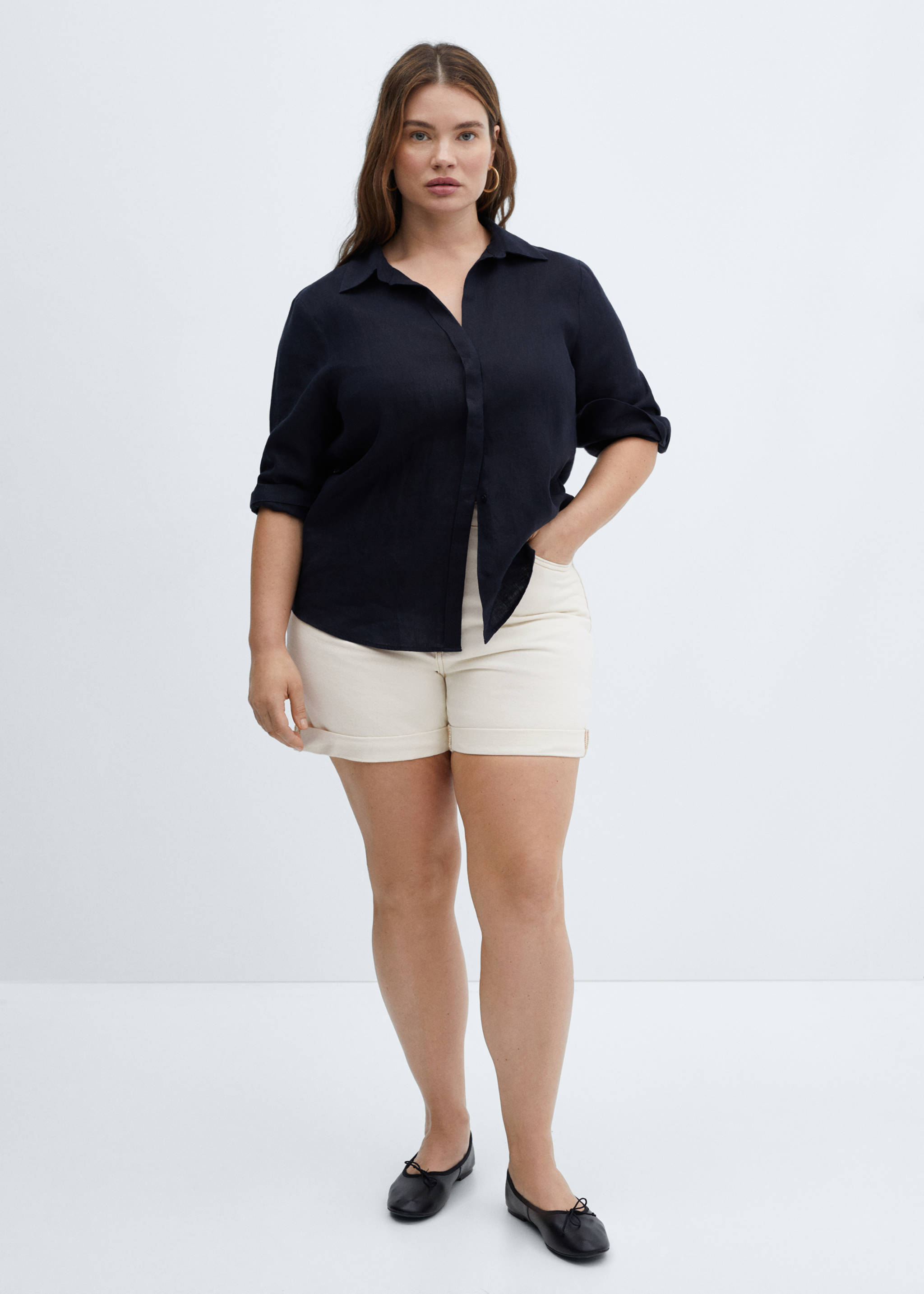 High-rise denim shorts - Details of the article 3