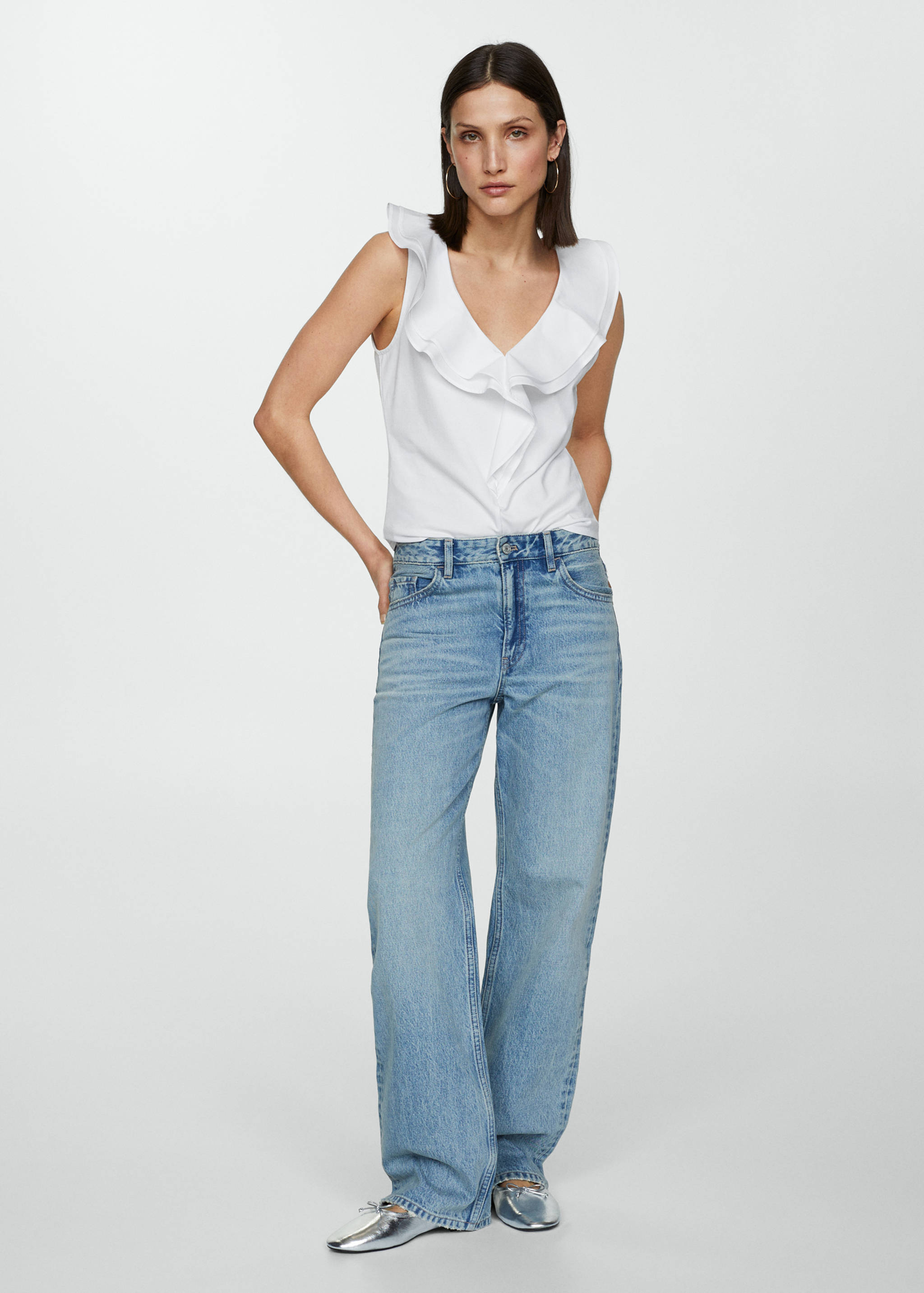 Ruffled cotton top - General plane