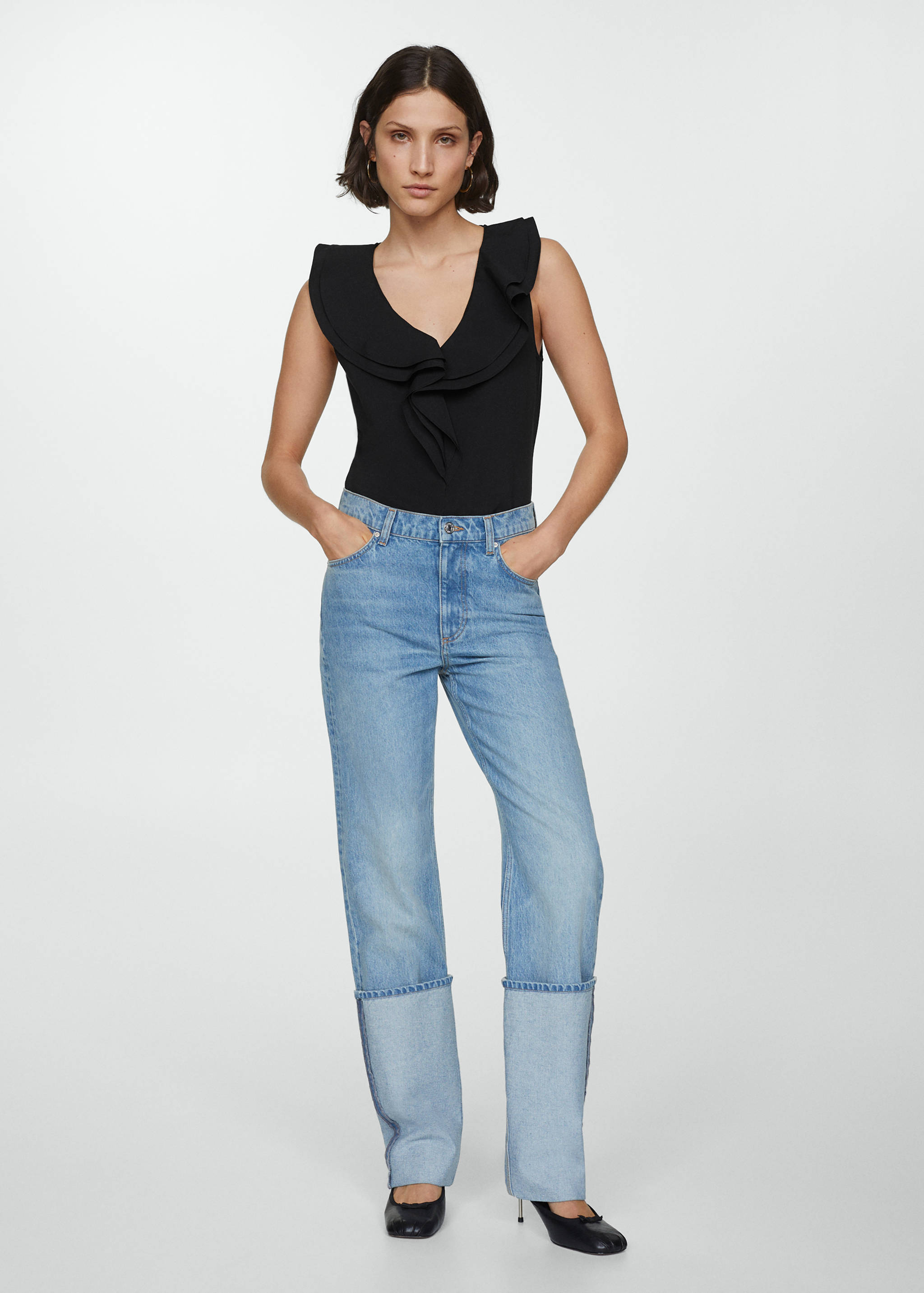 Ruffled cotton top - General plane