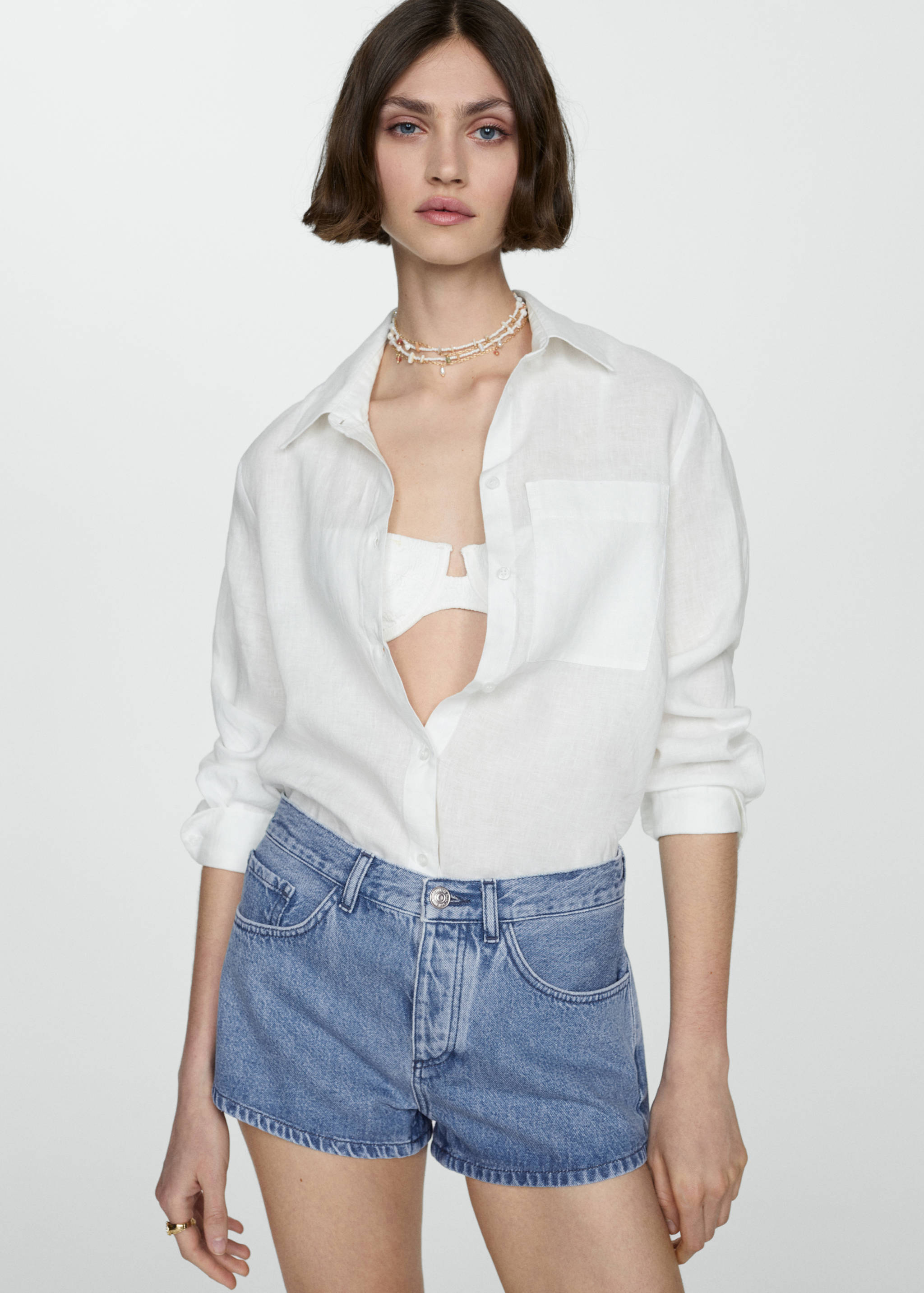 Szorty dżinsowe ze średnim stanem - Szczegóły artykułu 1