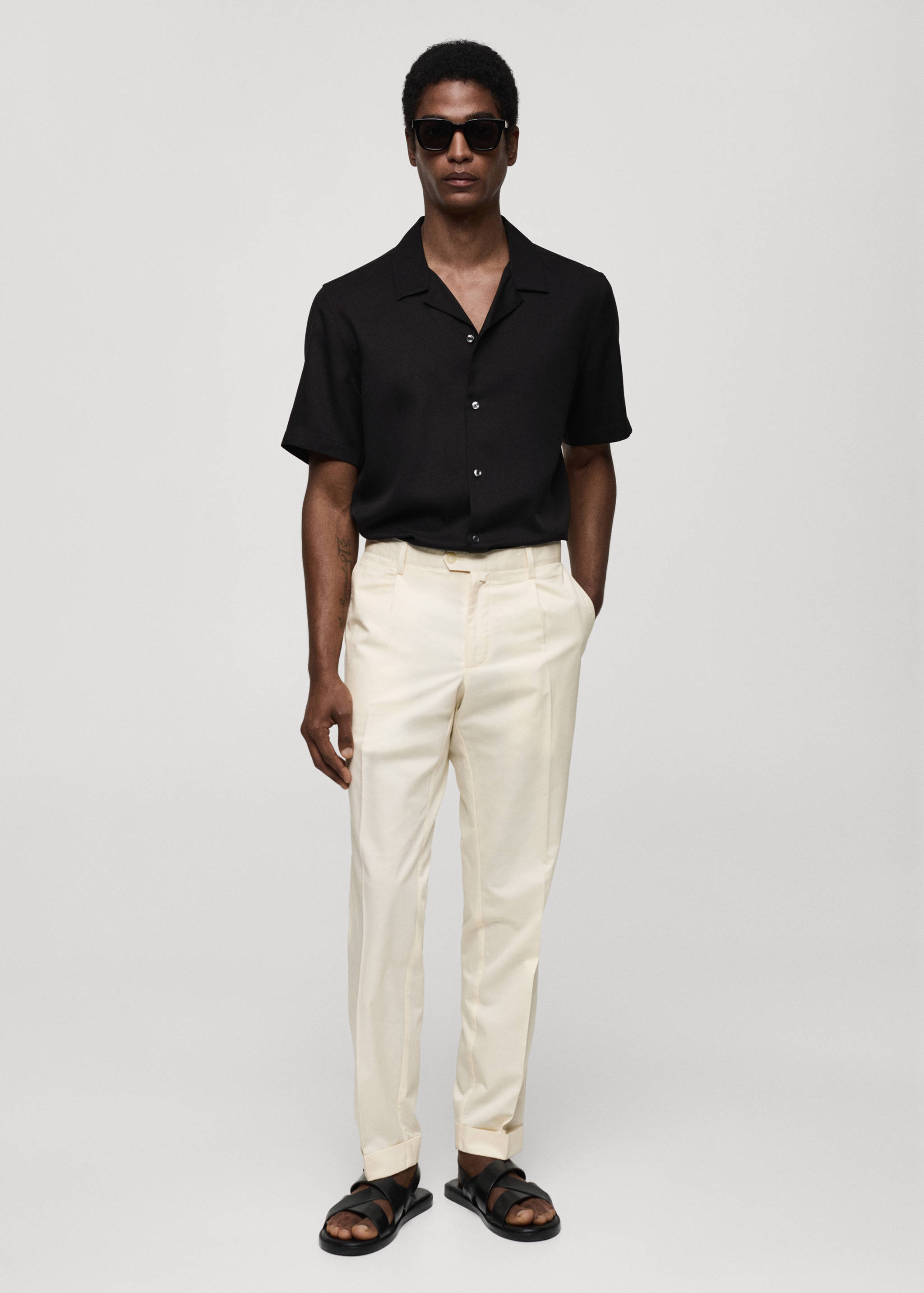 Pantalon à pinces coton lin - Plan général