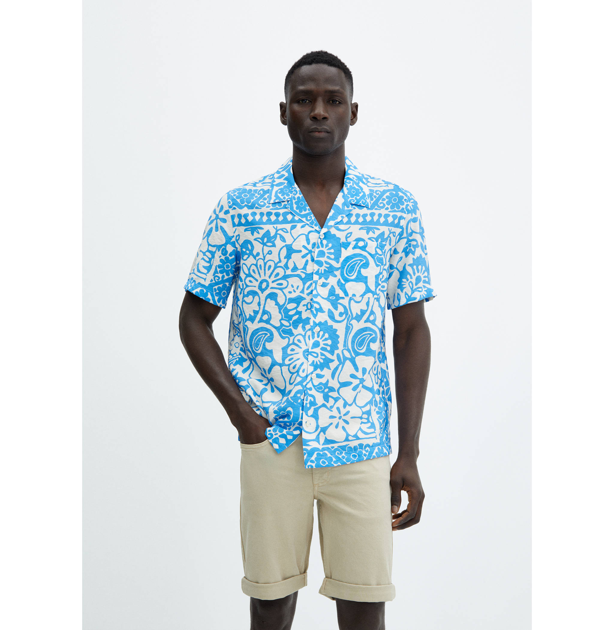 Camisa regular fit fluída estampada - Plano medio