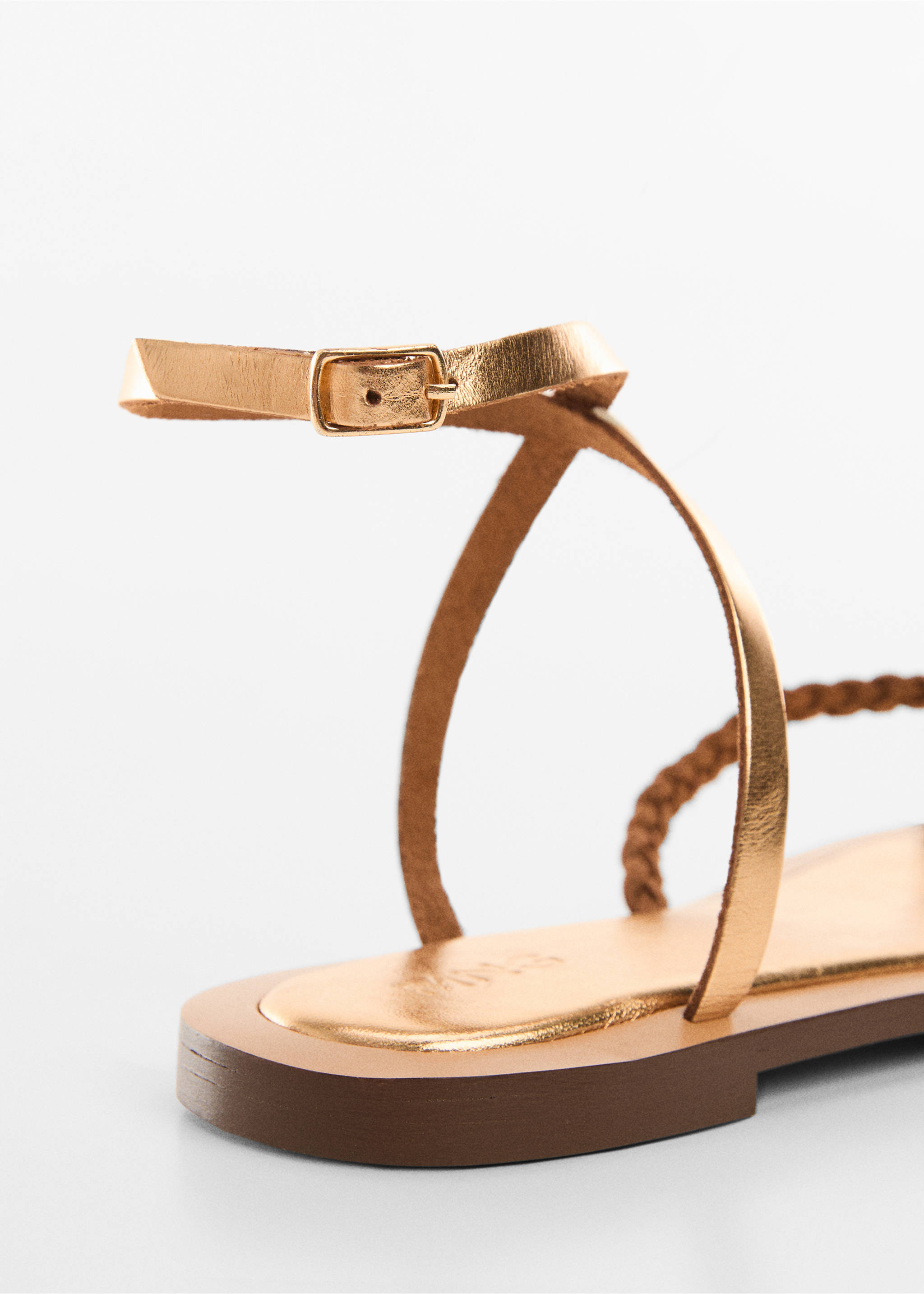 Metallic leather sandals - Details of the article 1, Gold. Ref: 67067696-00.